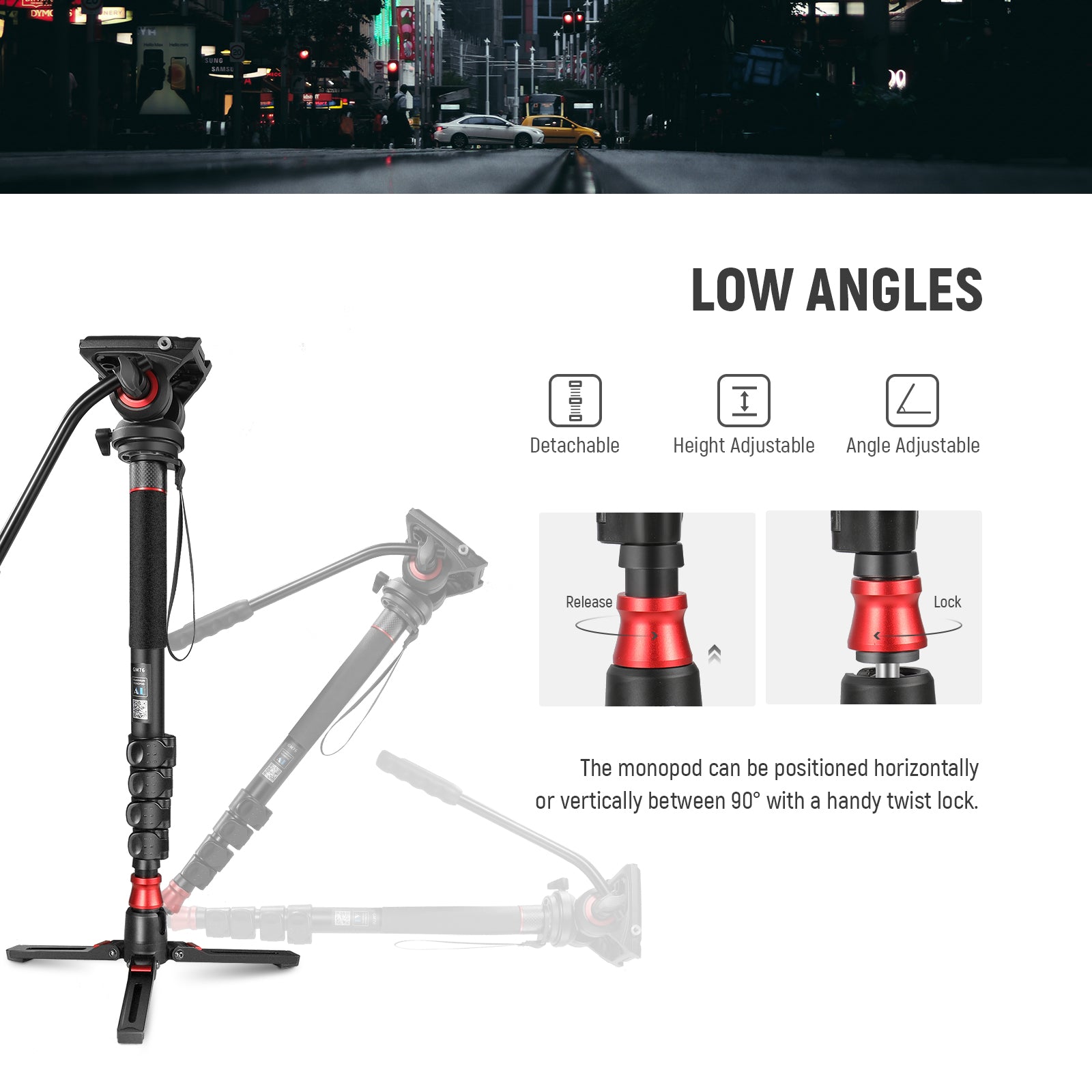 NEEWER GM76 70.5" Professional Camera Monopod With Fluid Head