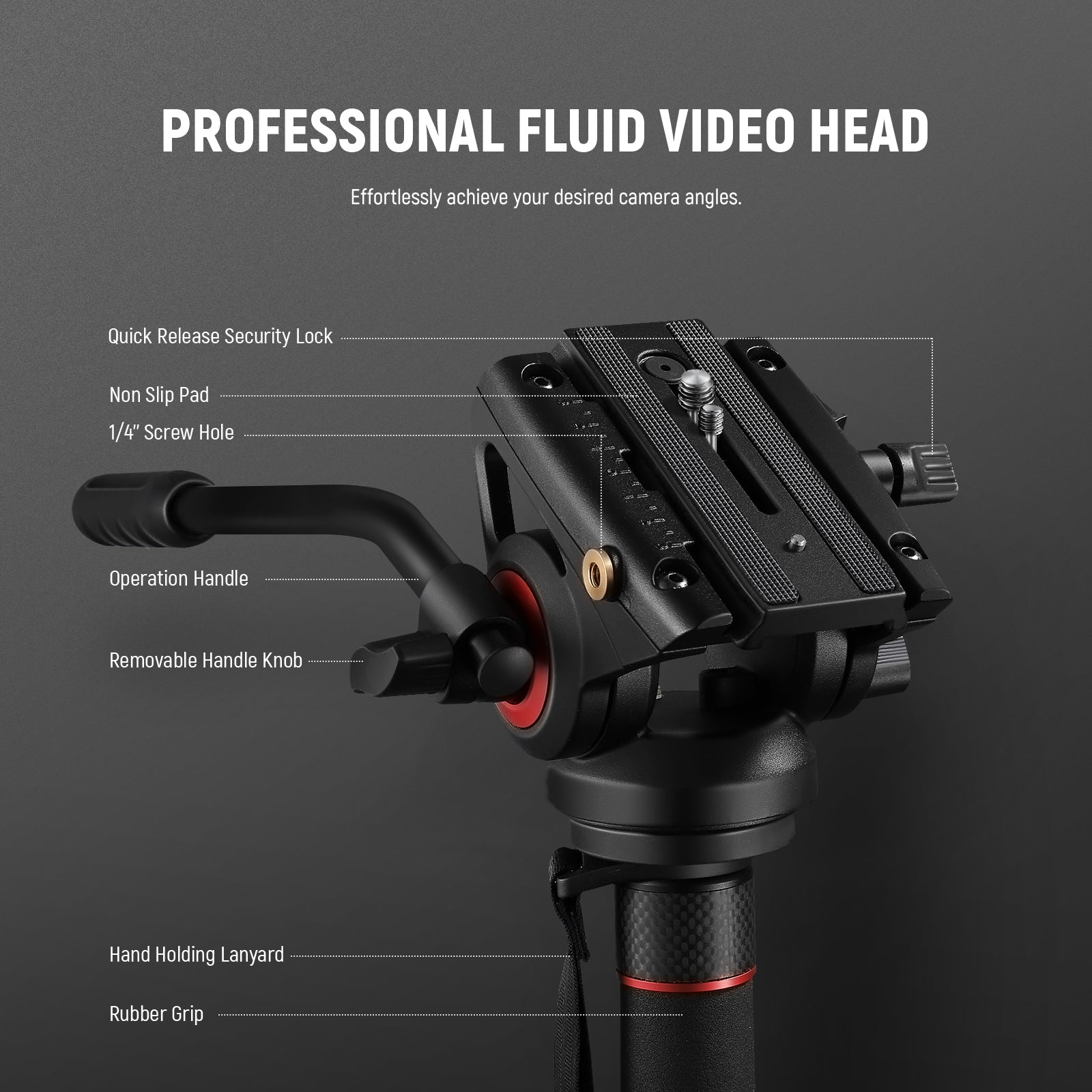 NEEWER GM76 70.5" Professional Camera Monopod With Fluid Head
