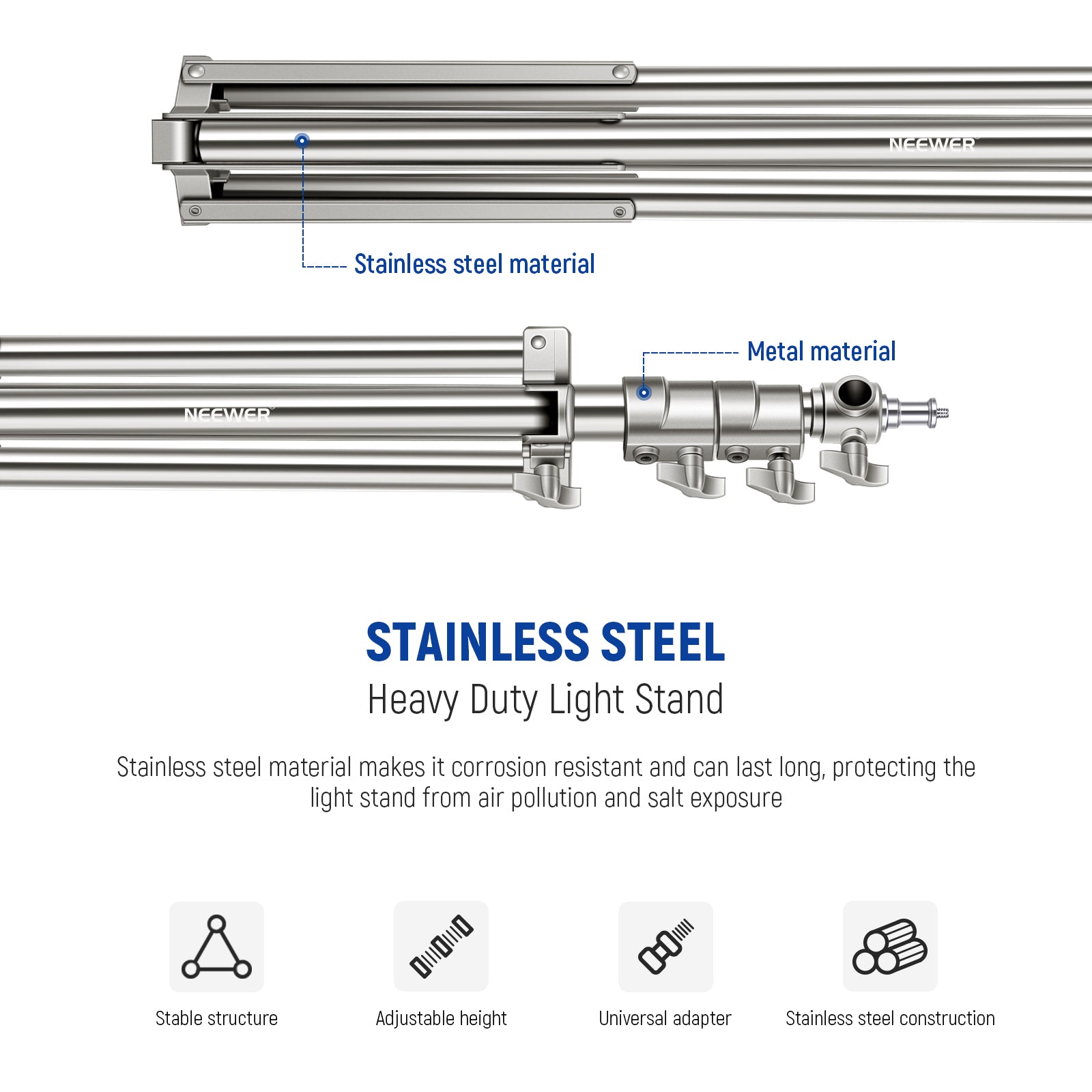 NEEWER Stainless Steel Photography Light Stand