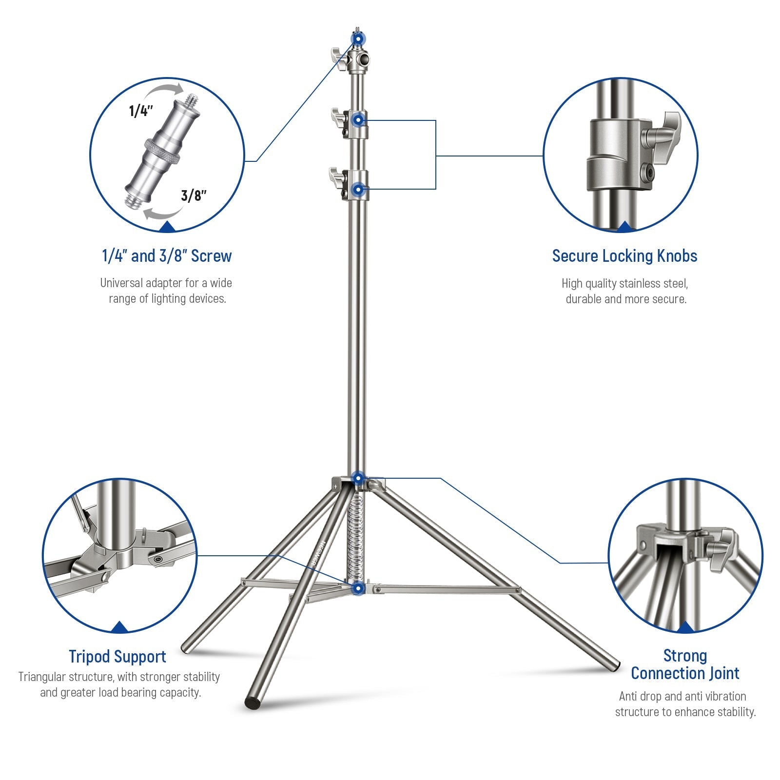 NEEWER Stainless Steel Photography Light Stand