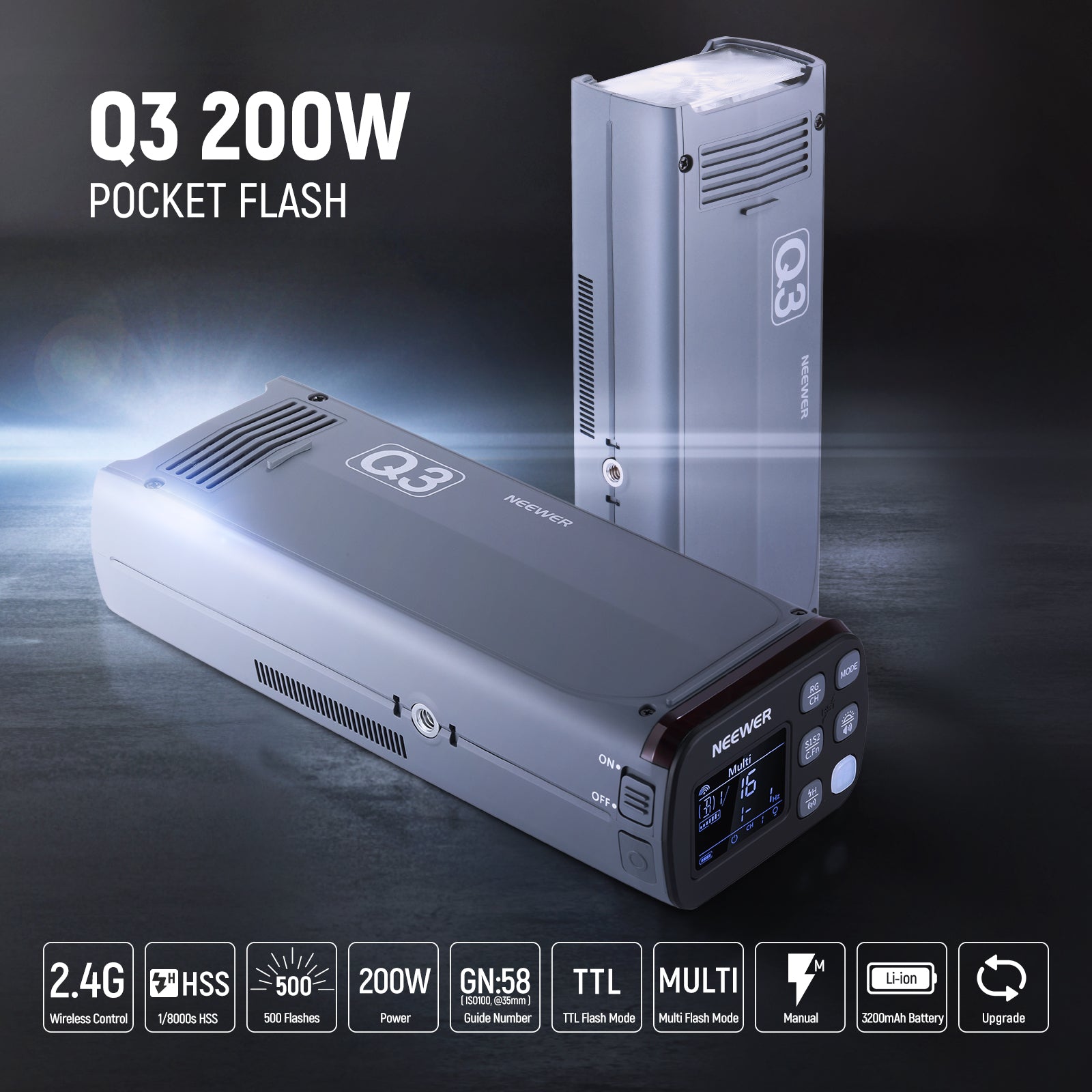 NEEWER Q3 200Ws 2.4G TTL Flash