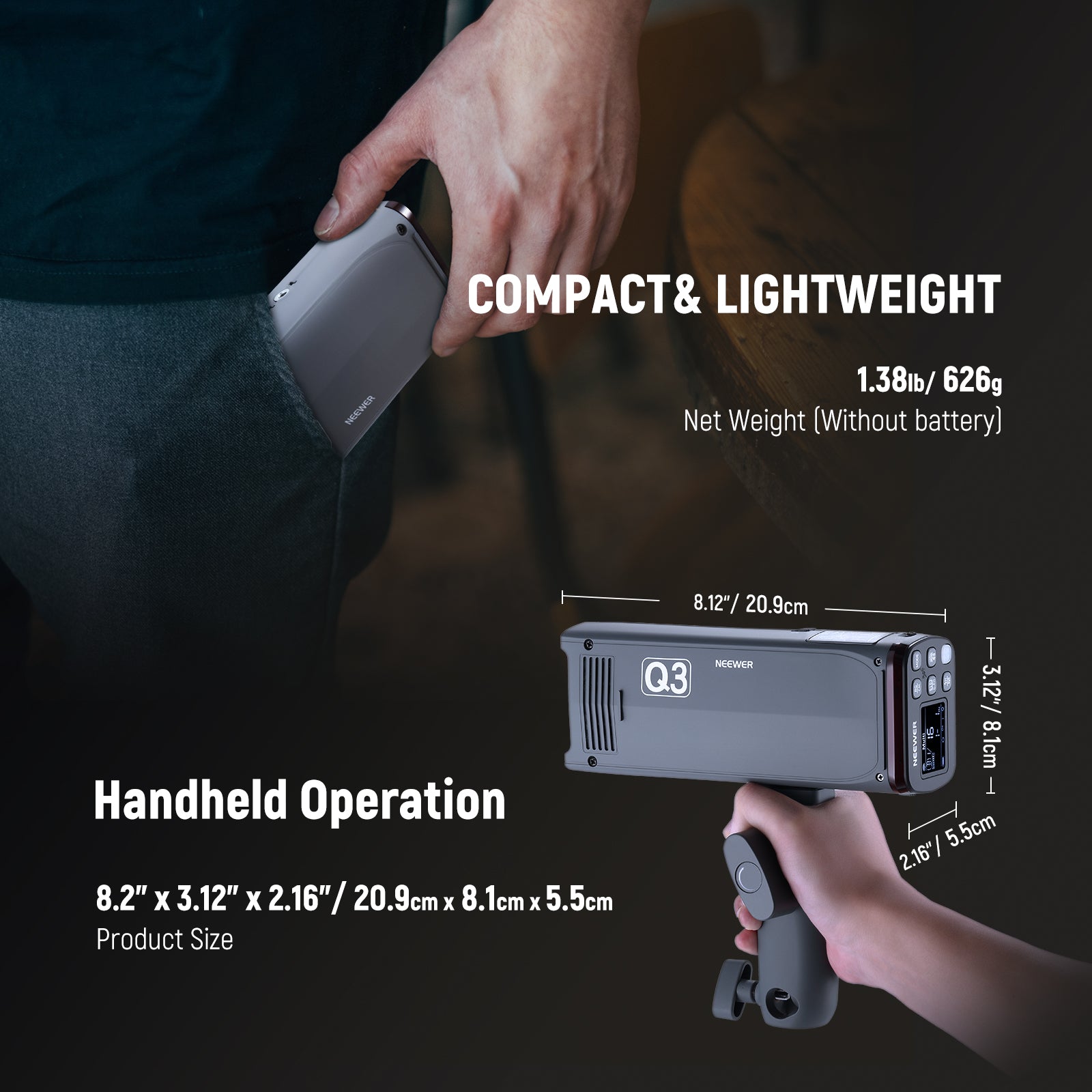 NEEWER Q3 200Ws 2.4G TTL Flash