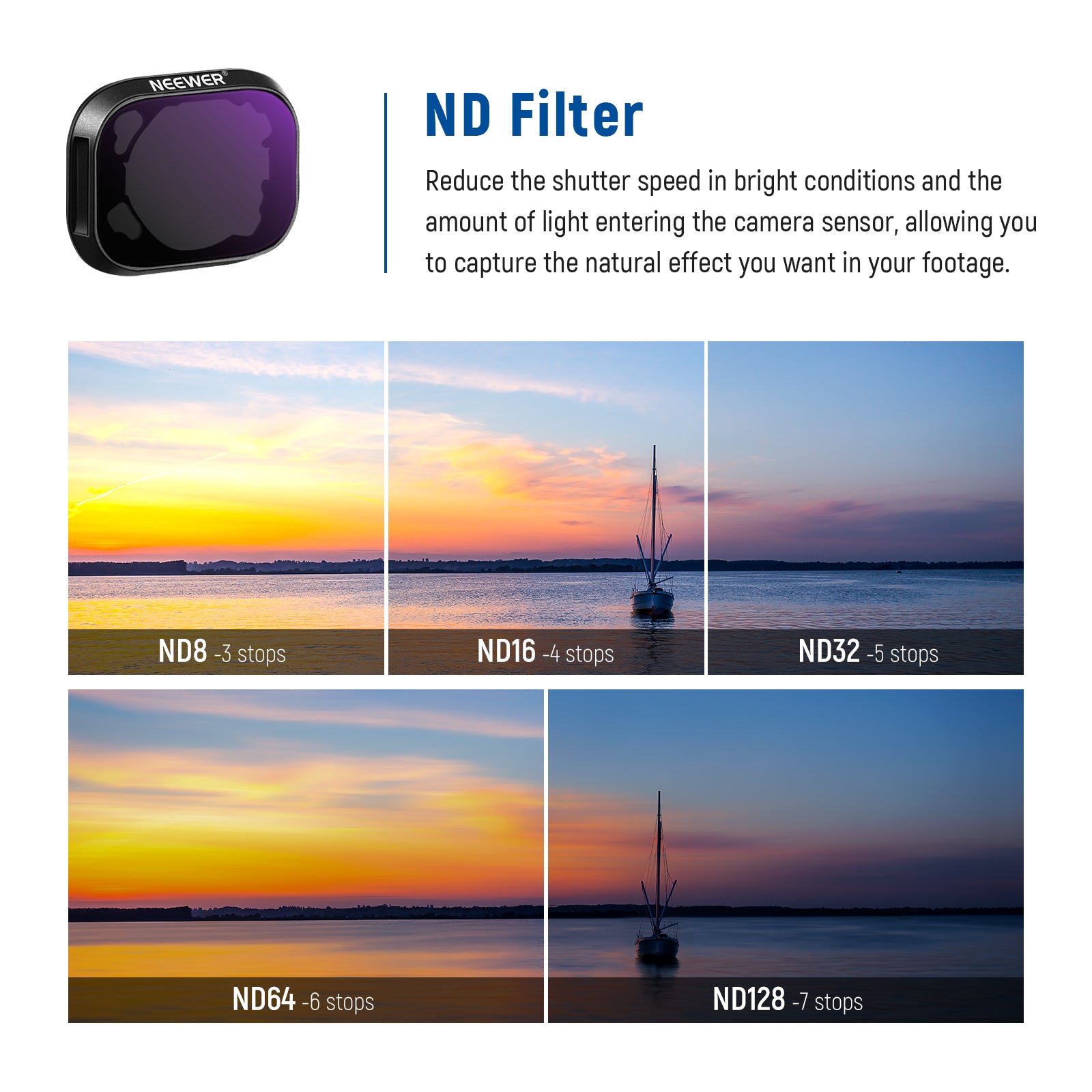 NEEWER FL-DM3 6-Pack Aluminum ND Filter Set for DJI Mini 3/Mini 3 Pro