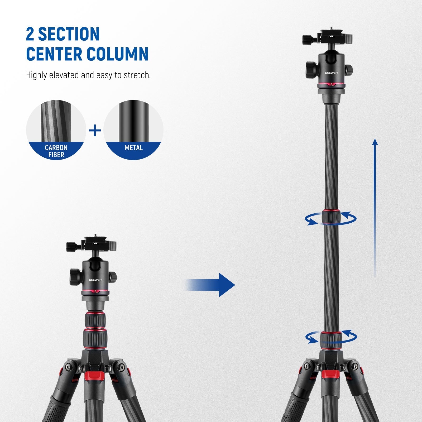 NEEWER N55CR 80.7” Carbon Fiber Tripod Monopod