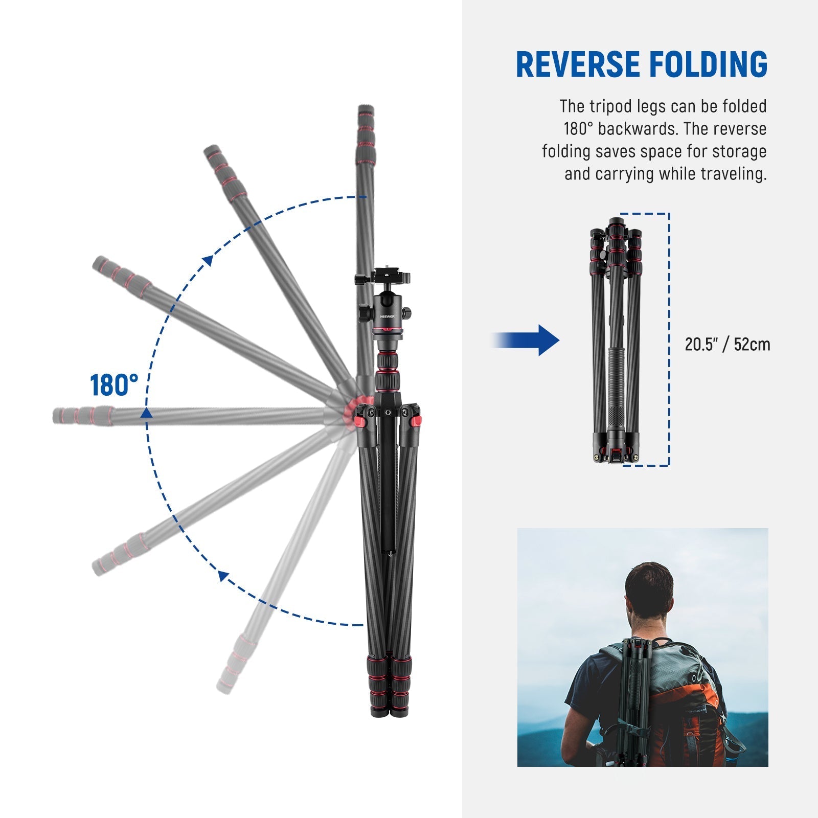 NEEWER N55CR 80.7” Carbon Fiber Tripod Monopod