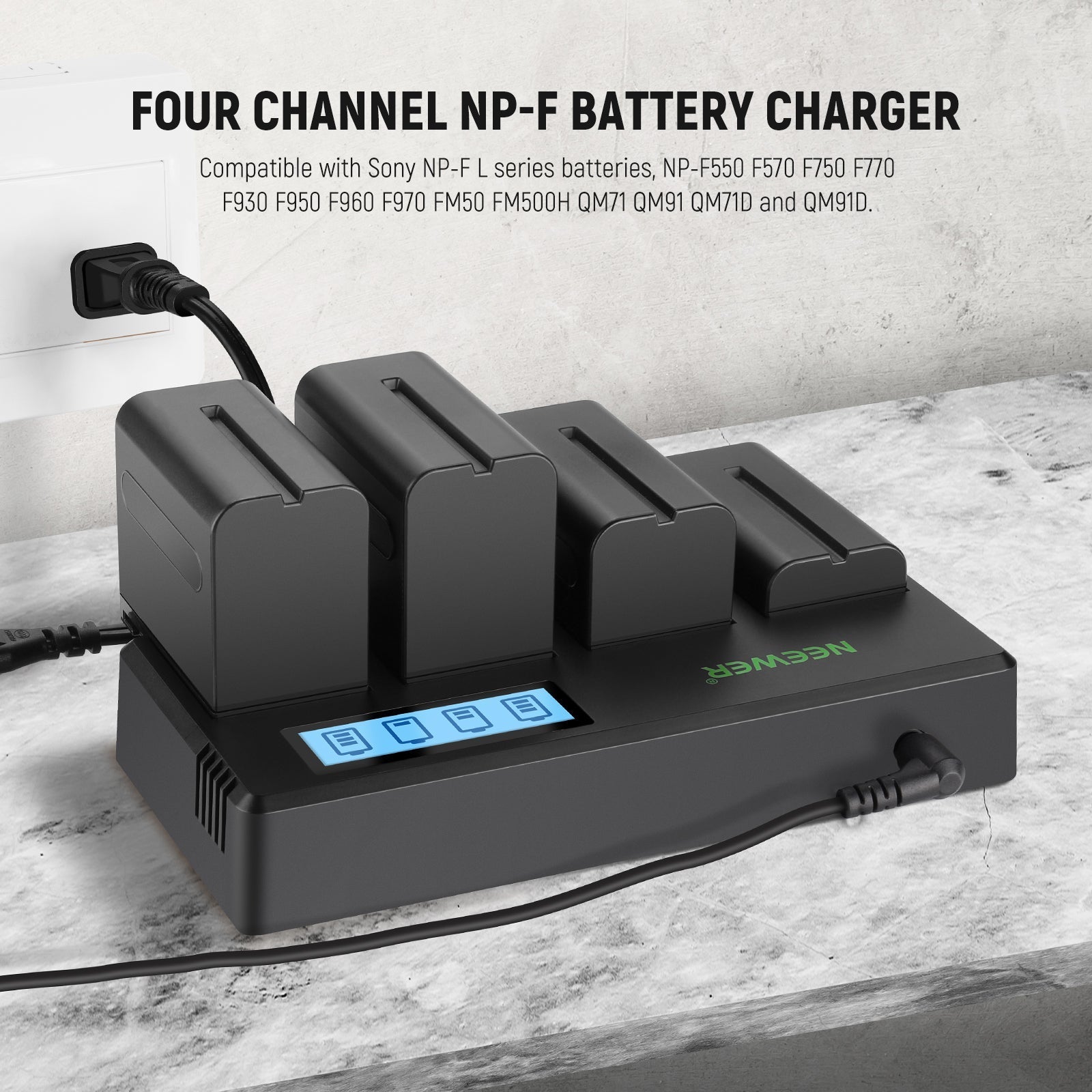 NEEWER 4 Pack NP-F550 2600mAh Sony Replacement Batteries