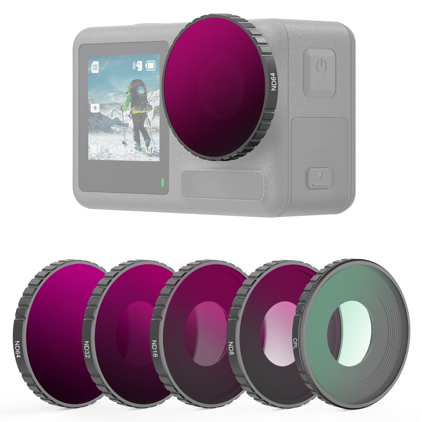 NEEWER FL-A3 5-Pack ND Filter Kit for DJI Osmo Action 3
