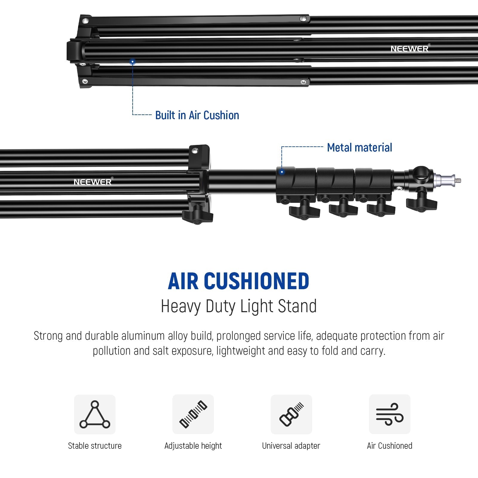 NEEWER ST-300AC 300cm Heavy Duty Air Cushioned Light Stand