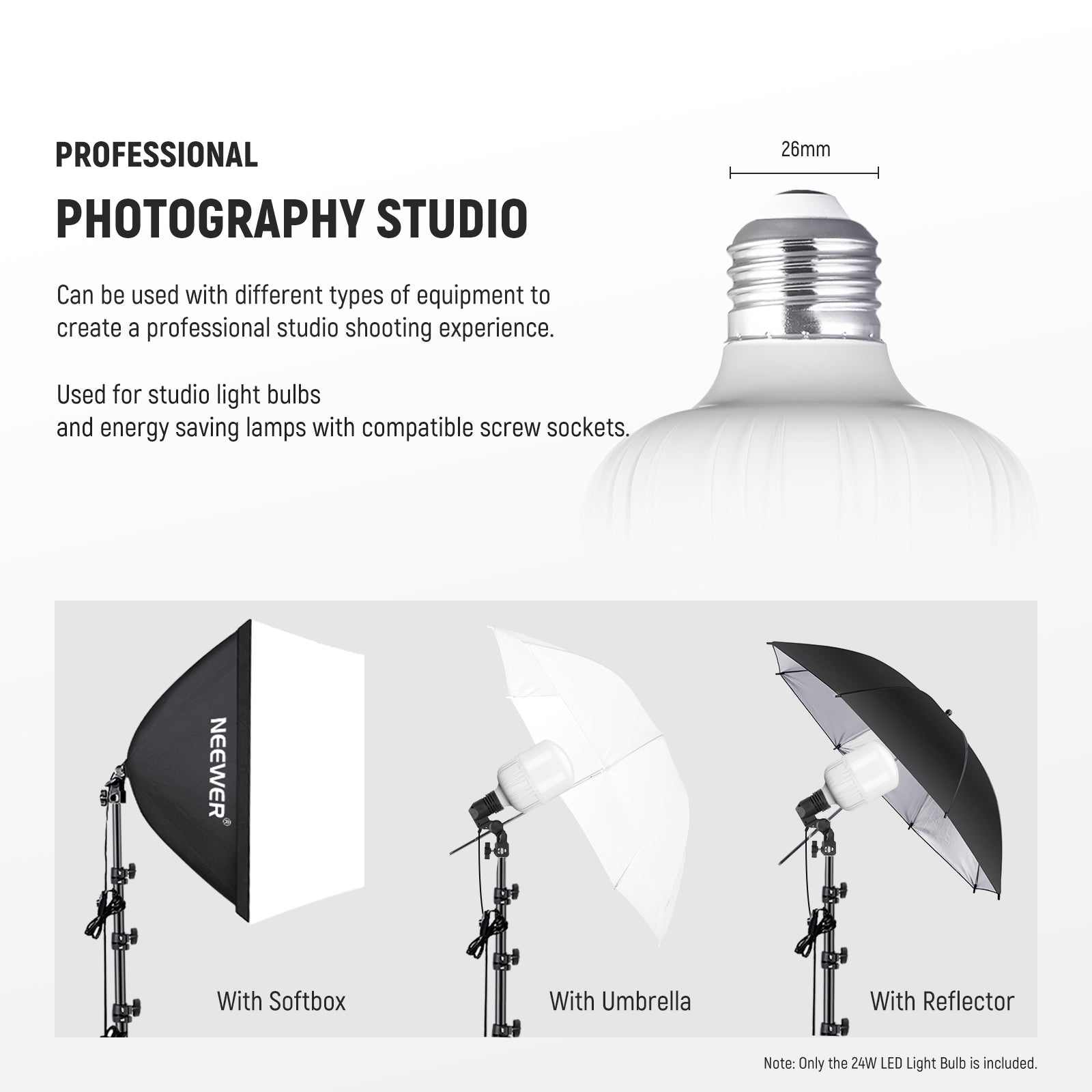 NEEWER T100 2 Packs E26 35W LED Light Bulbs