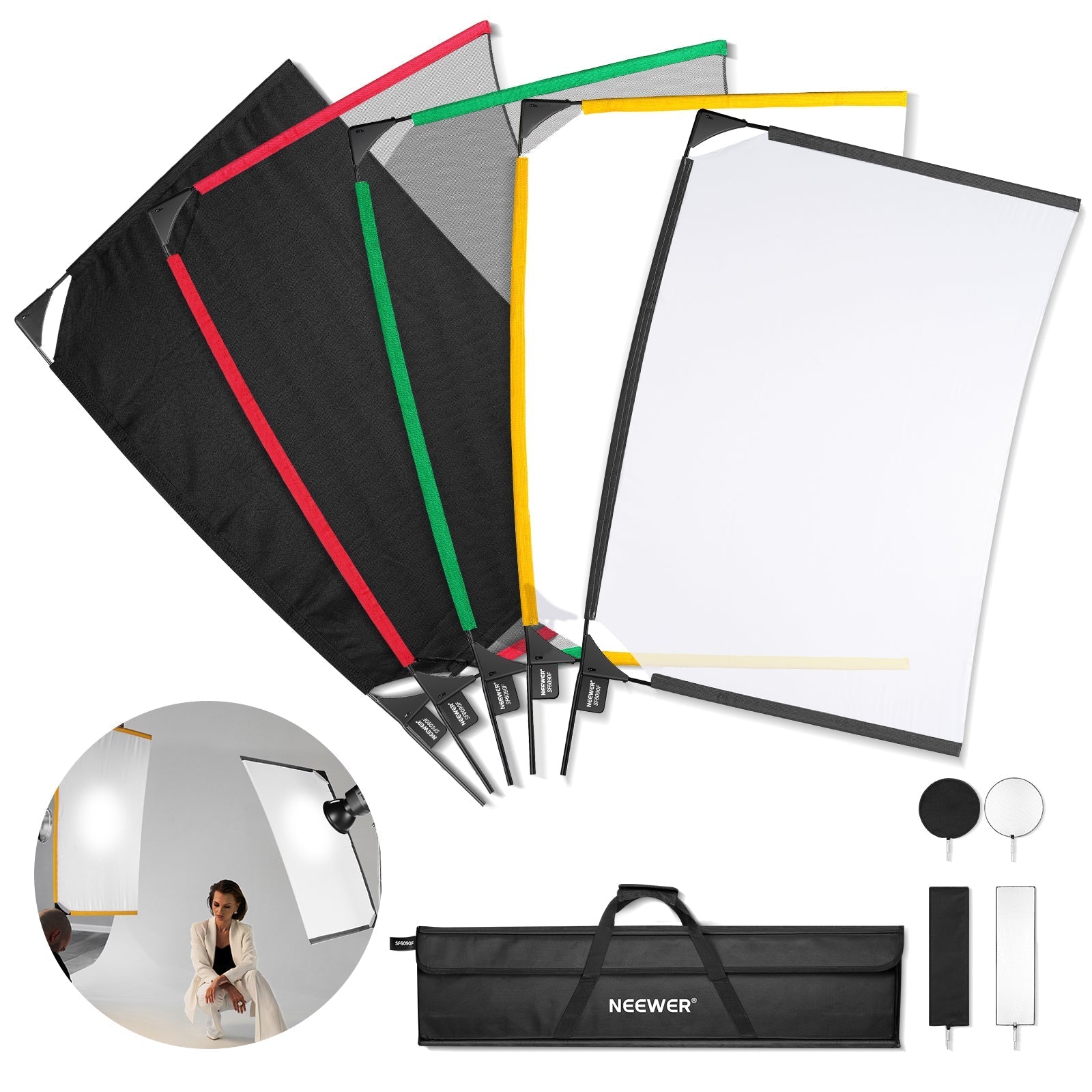 NEEWER 5 in 1 Photography Foldable Scrim Flag Kit