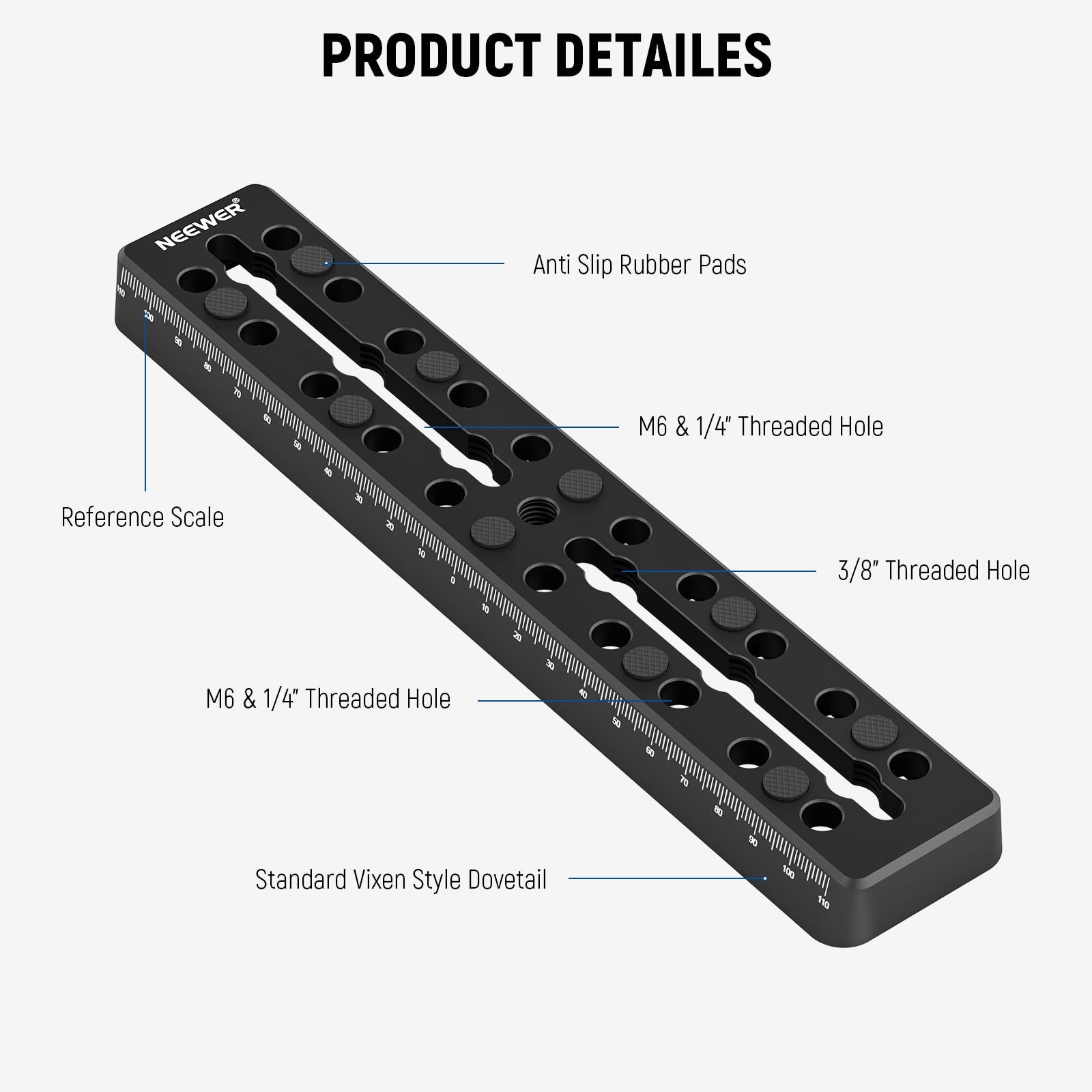 NEEWER QR003 9"/230mm Rail Bar Vixen Style Dovetail Plate