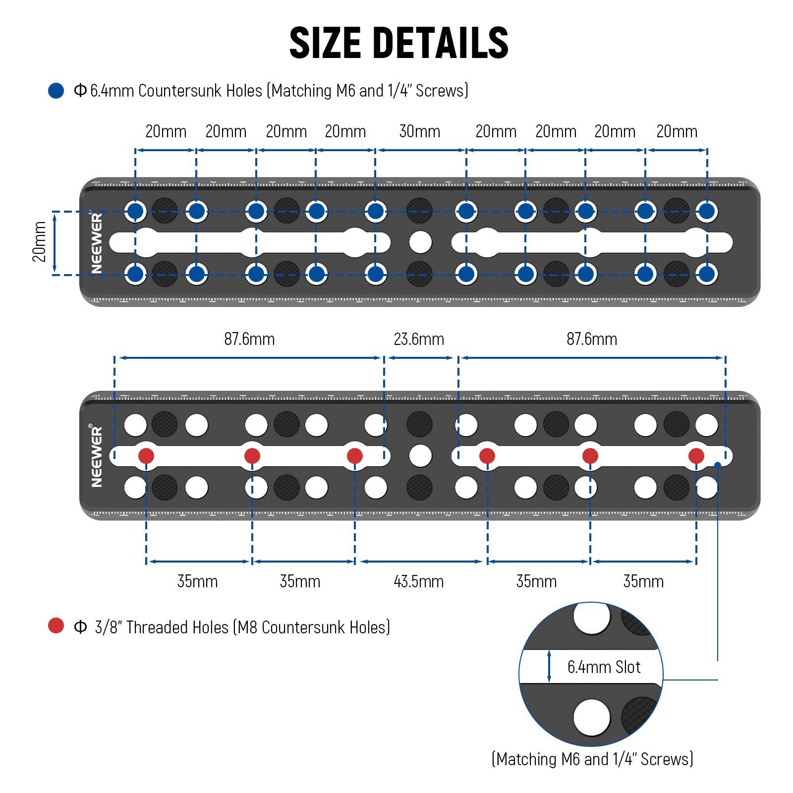 NEEWER QR003 9"/230mm Rail Bar Vixen Style Dovetail Plate