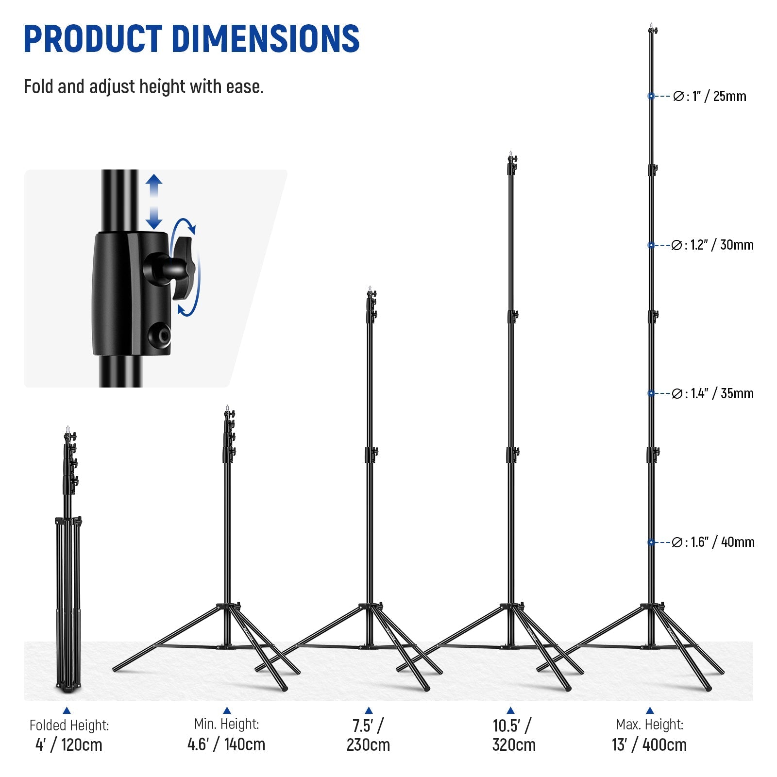 NEEWER ST-400AC 400cm Heavy Duty Air Cushioned Light Stand