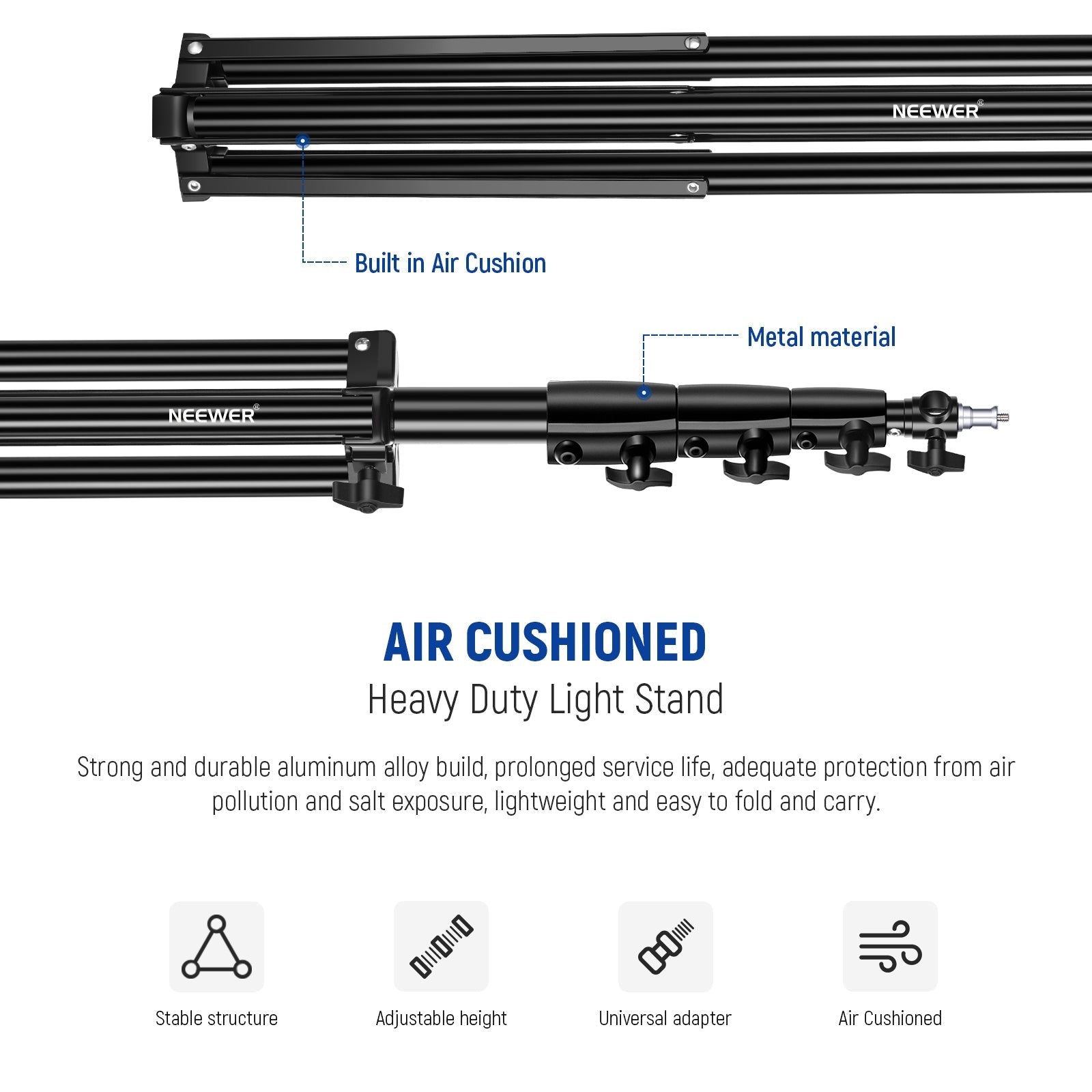 NEEWER ST-400AC 400cm Heavy Duty Air Cushioned Light Stand