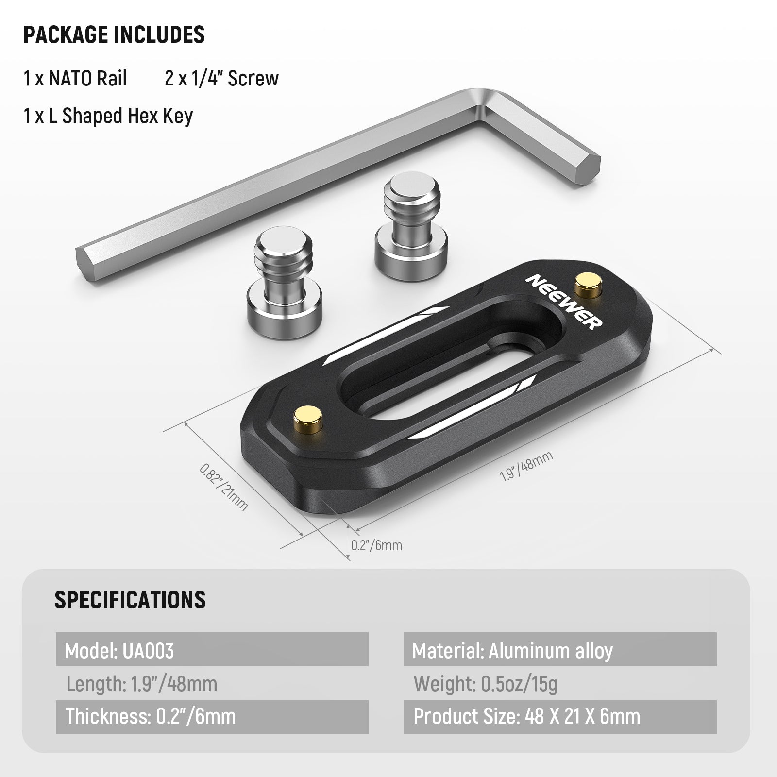 NEEWER UA003/UA007/UA022 Quick Release Mini NATO Rail