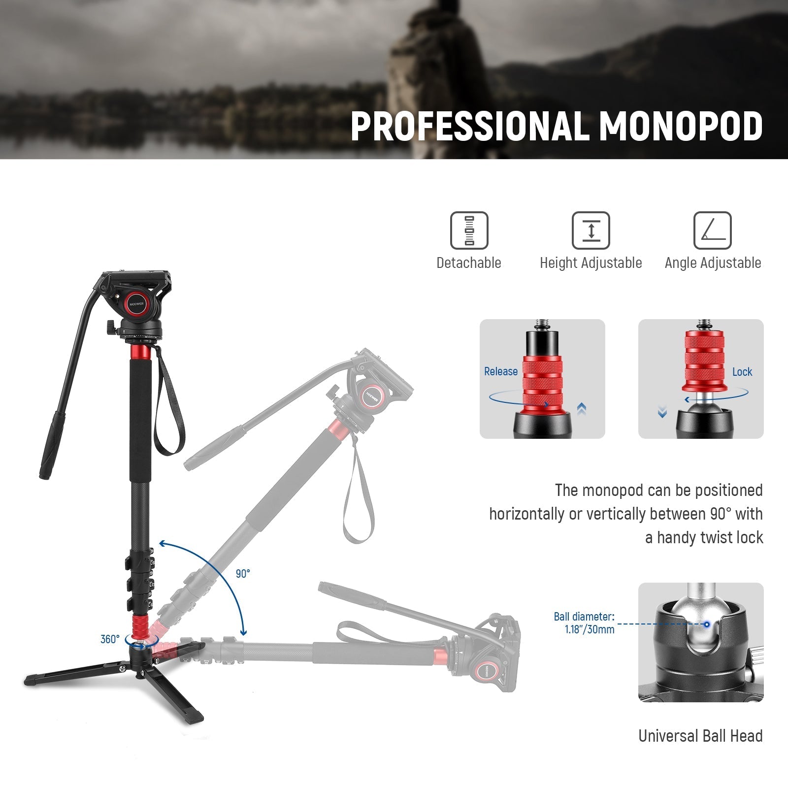 NEEWER TP71 67.7" Pro Carbon Fiber Camera Monopod