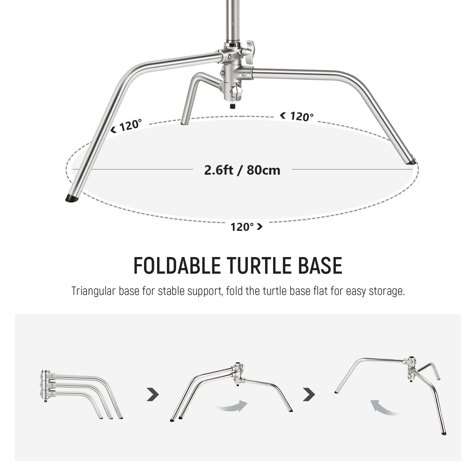 NEEWER Pro 330cm Stainless Steel C Stand with Boom Arm