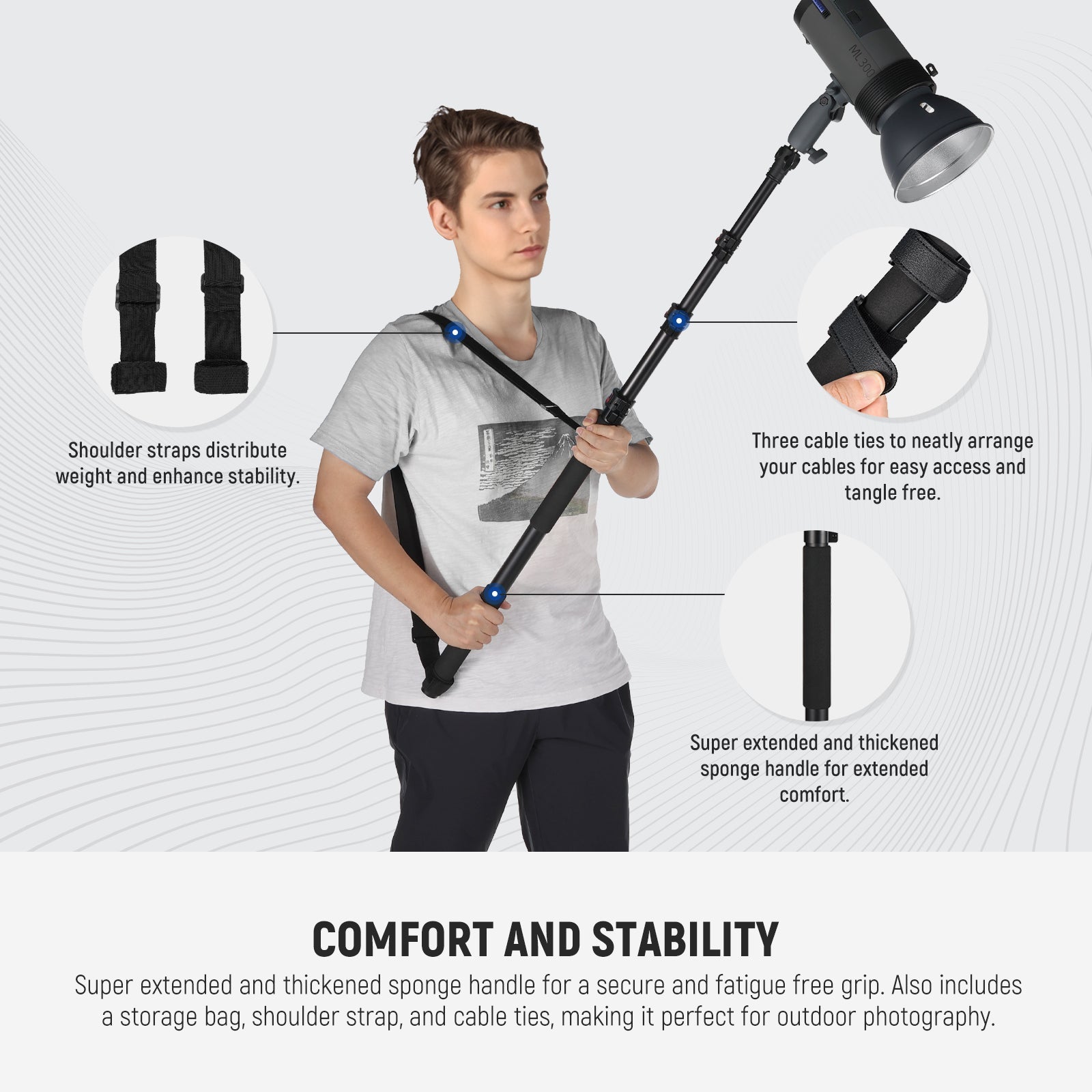 NEEWER MS-230C 230cm Handheld Boom Pole Stand
