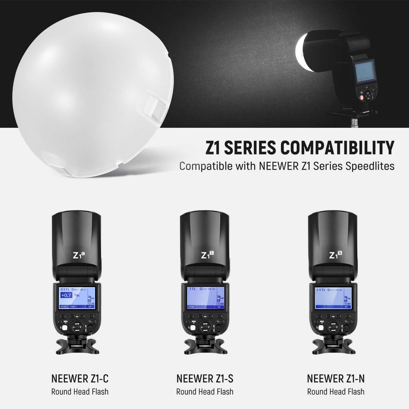 NEEWER M12 Magnetic Dome Diffuser for Z3R Z2PRO Z2 Z1 Speedlite
