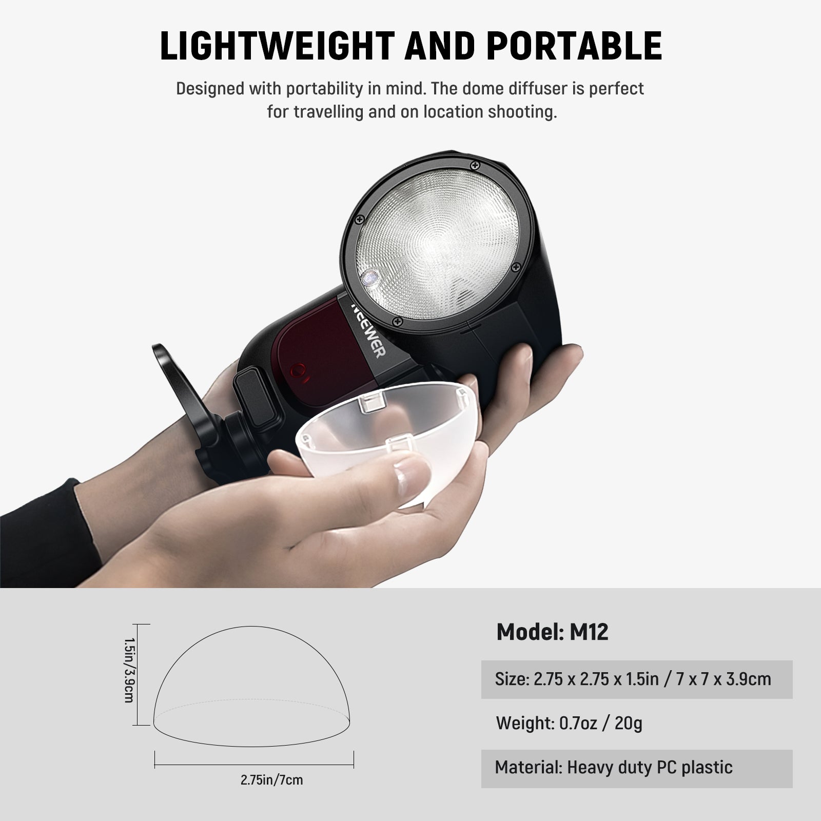 NEEWER M12 Magnetic Dome Diffuser for Z3R Z2PRO Z2 Z1 Speedlite