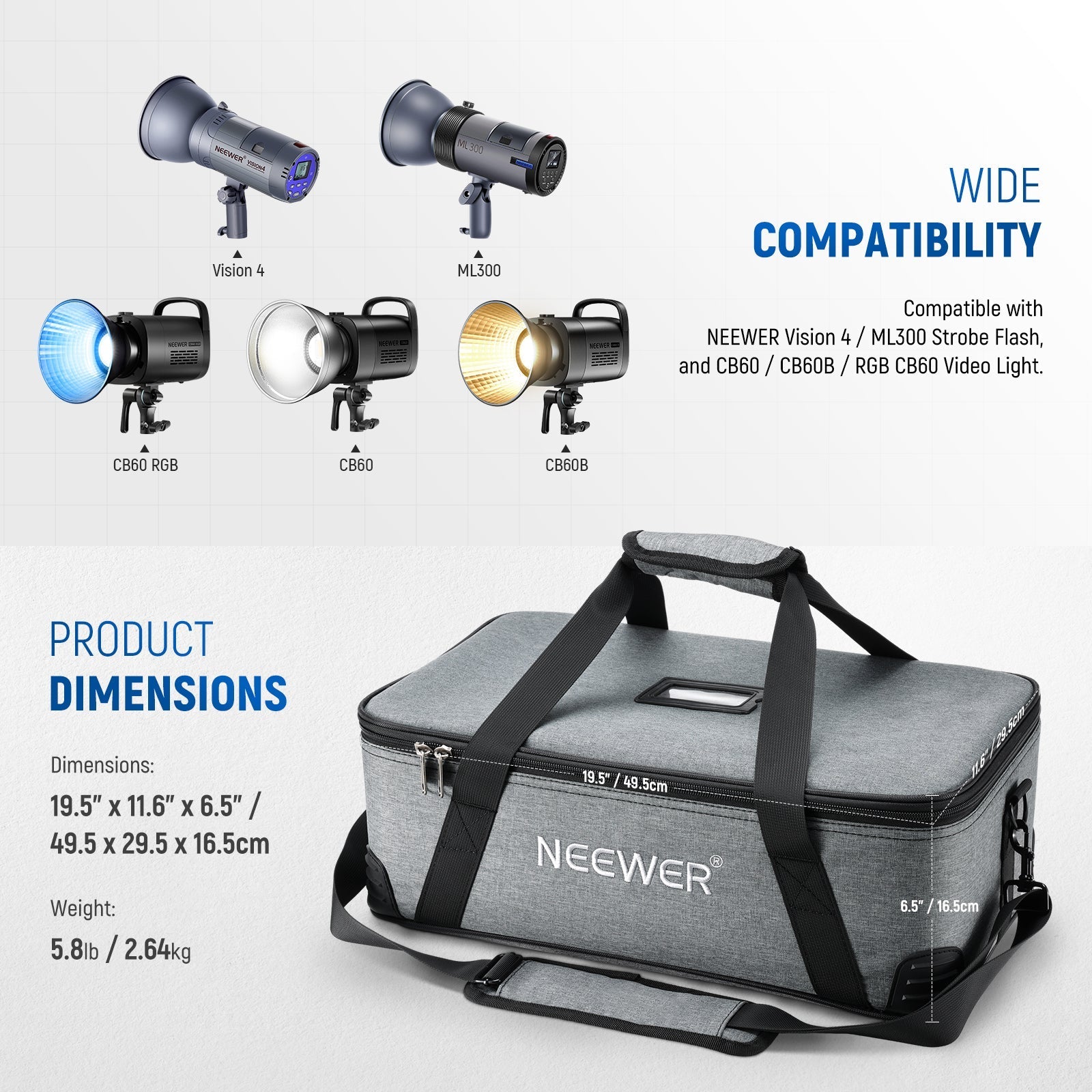 NEEWER PB5 Carrying Bag with Movable Foam Padded