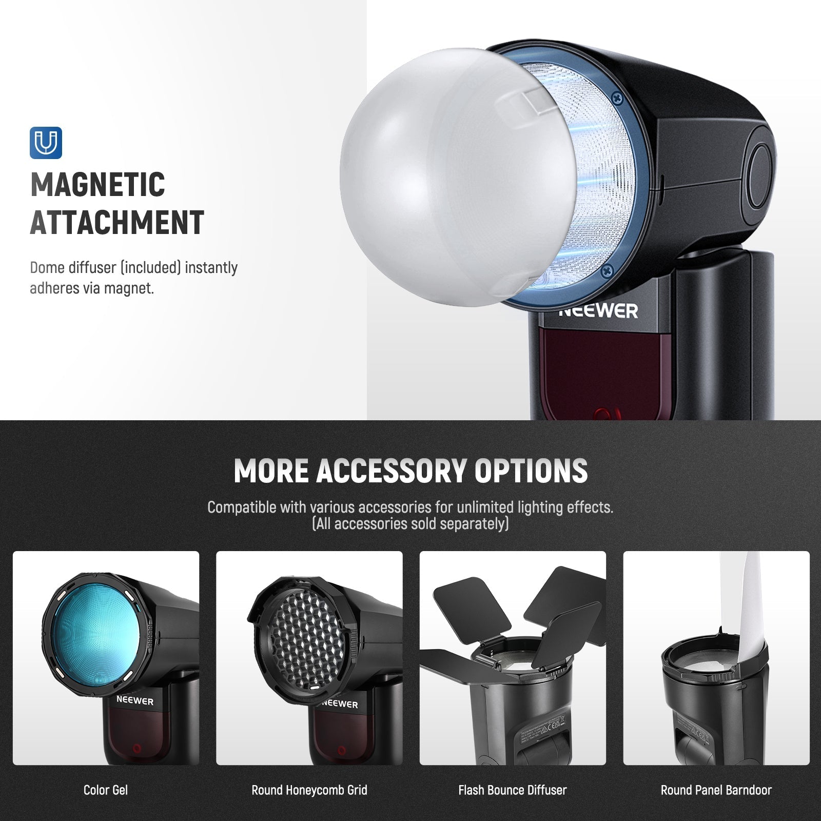 NEEWER Z1 TTL Round Head Flash Speedlite With Diffuser