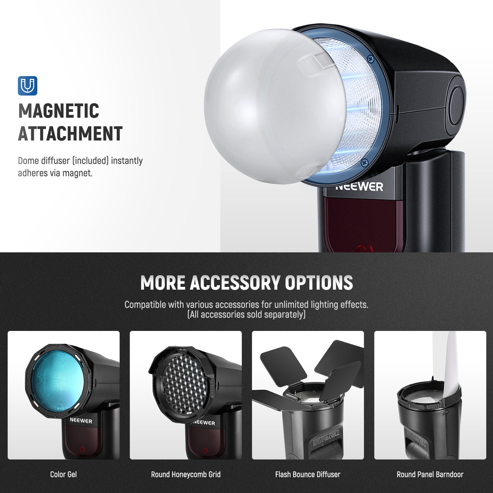 NEEWER Z1 TTL Round Head Flash Speedlite With Diffuser