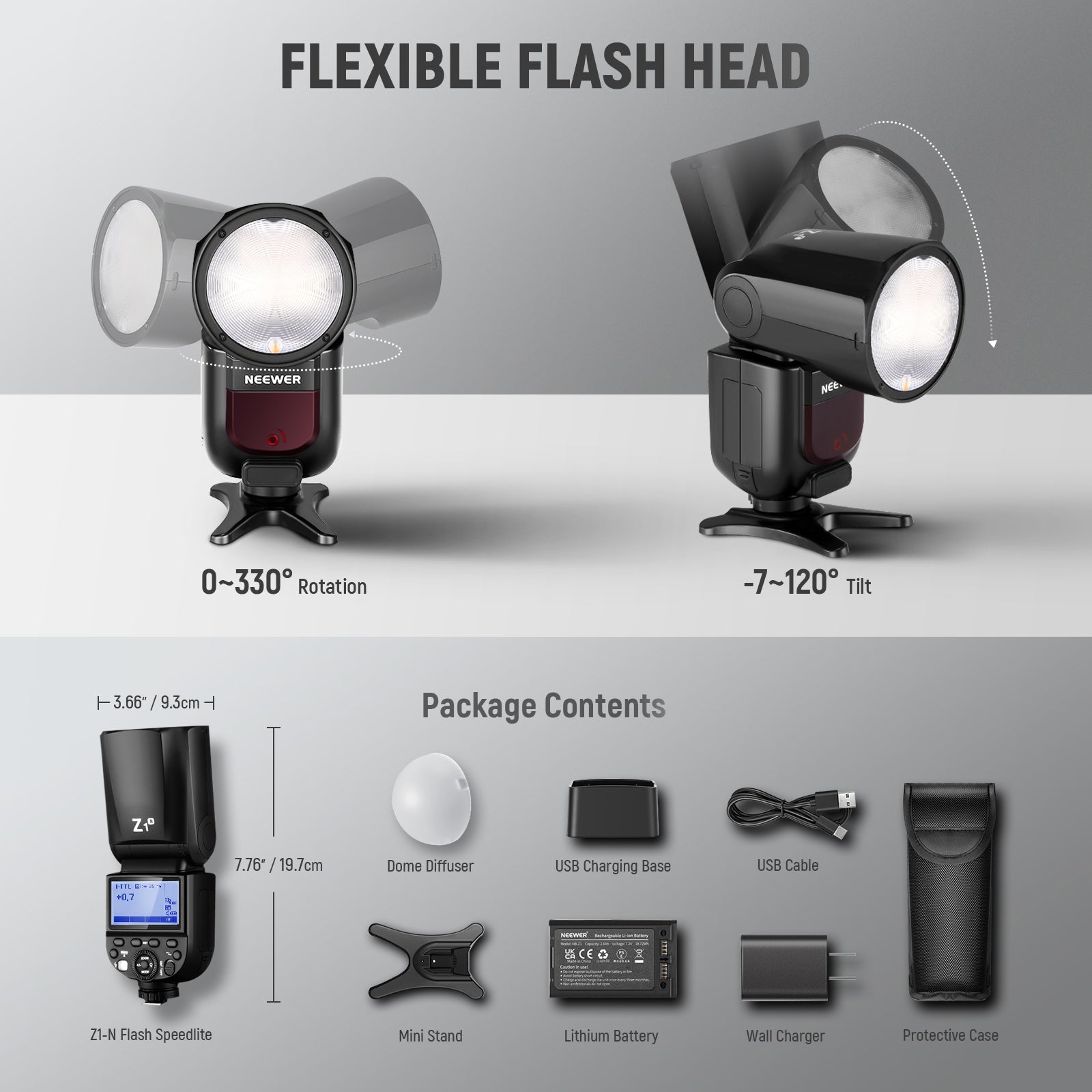 NEEWER Z1 TTL Round Head Flash Speedlite With Diffuser