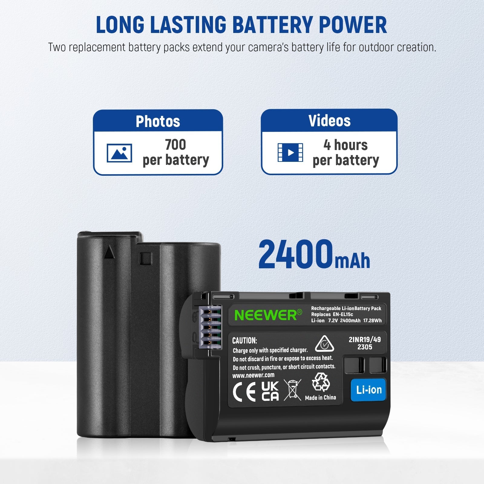 NEEWER EN-EL15c Replacement Battery and USB Charger Set
