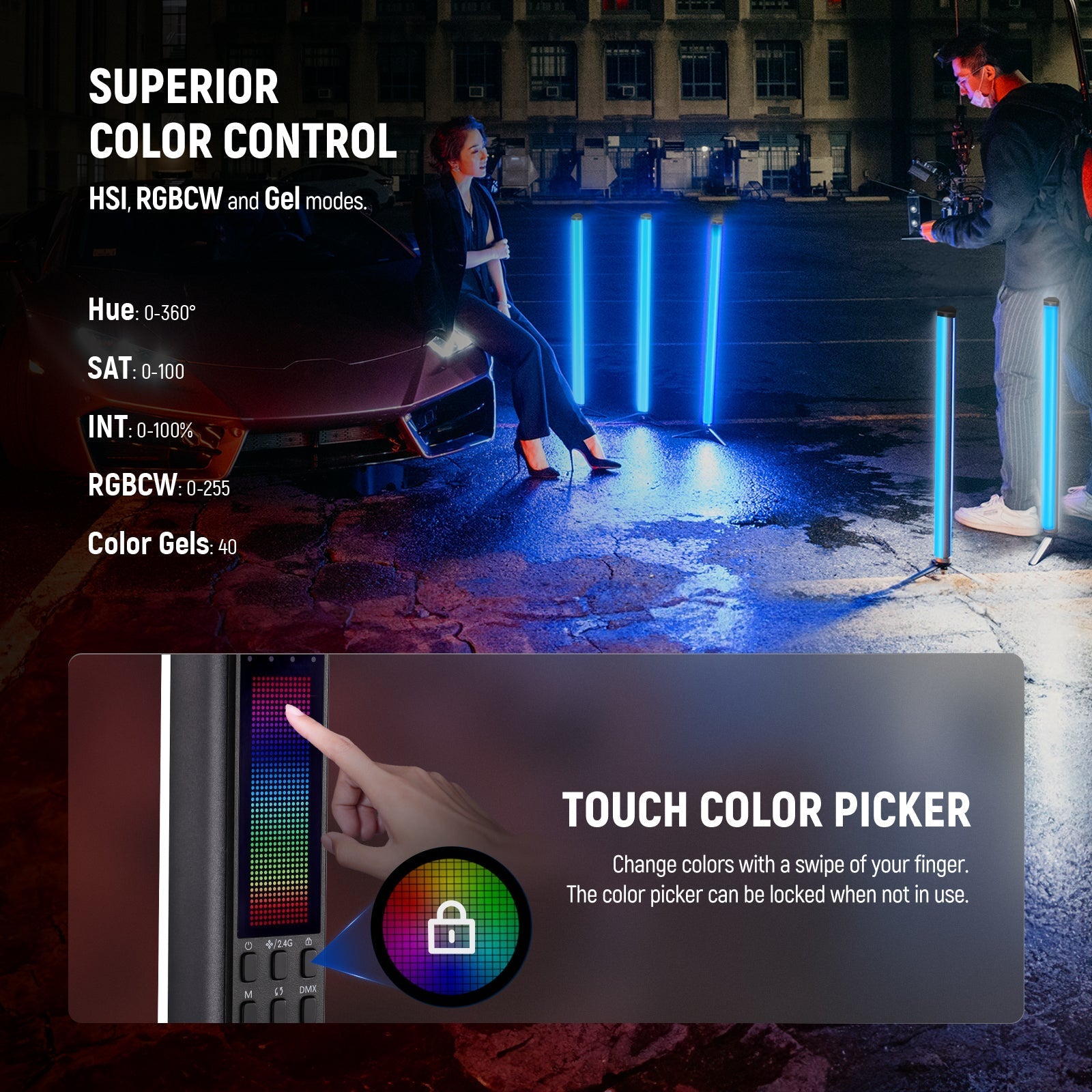 NEEWER TL60 20W RGB Tube Light with APP/2.4G/DMX Control