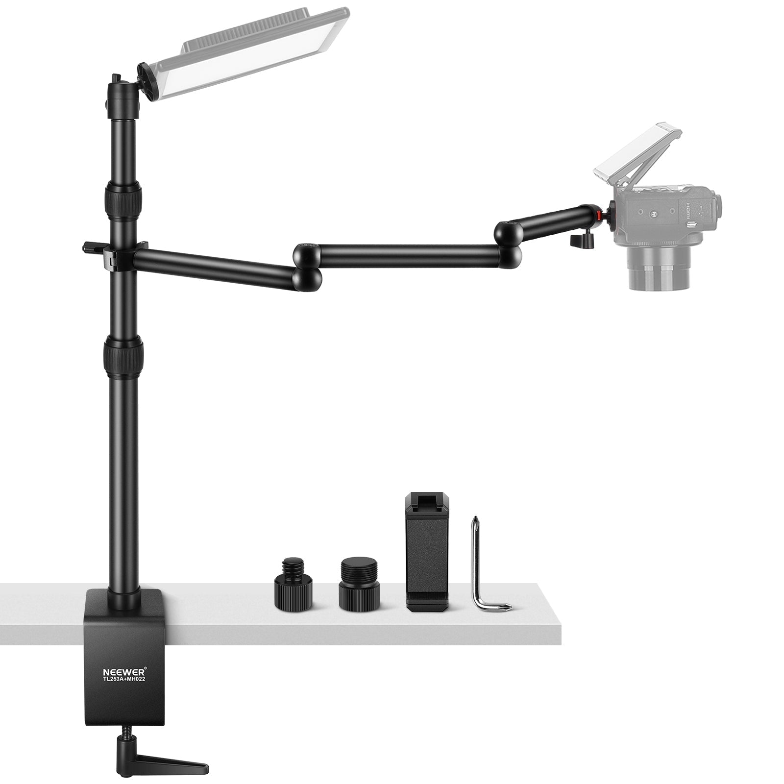 NEEWER TL253A+MH022 Upgraded Tabletop Camera Mount Stand
