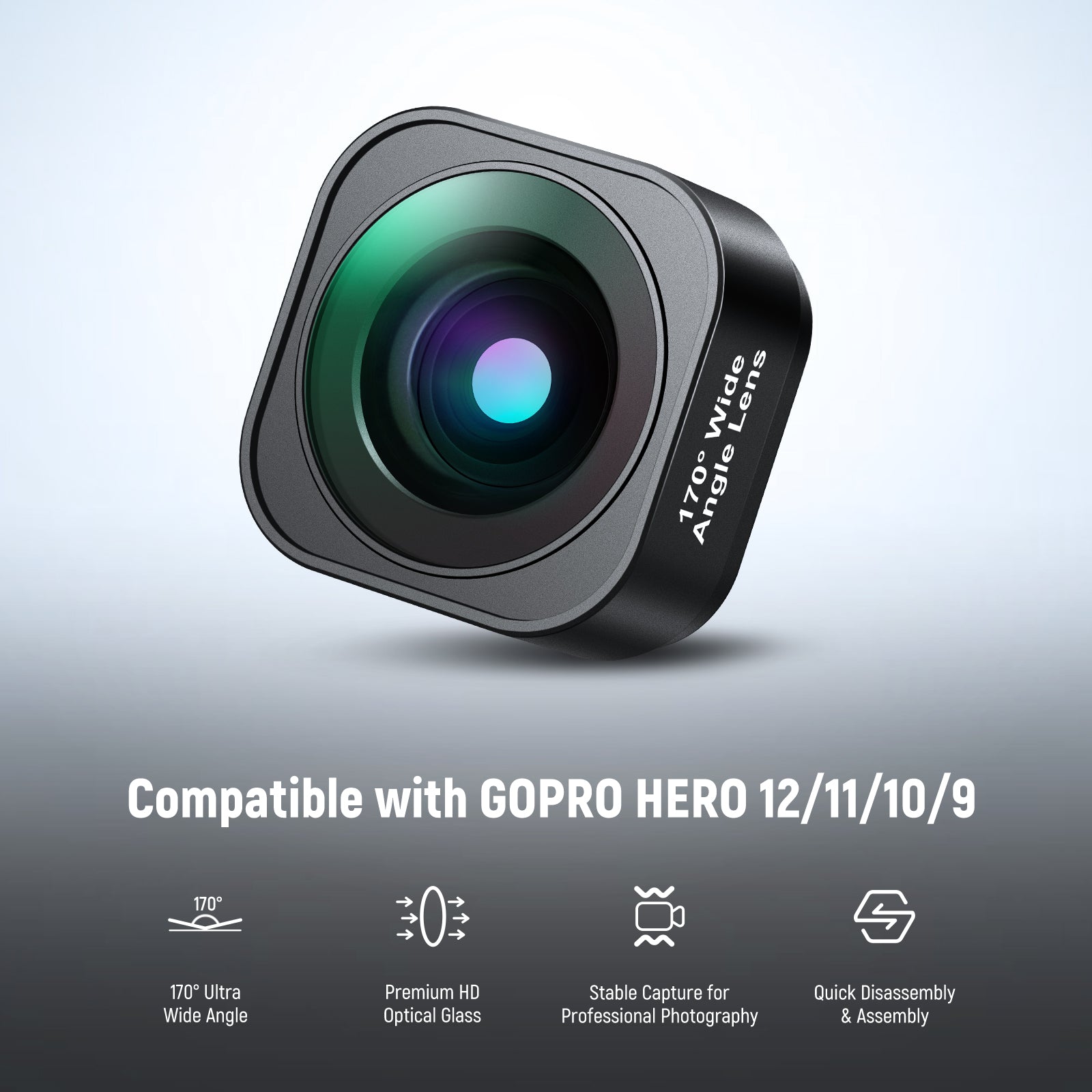 NEEWER LS-37 170° Ultra Wide Angle Lens For GoPro Hero 12/11/10/9