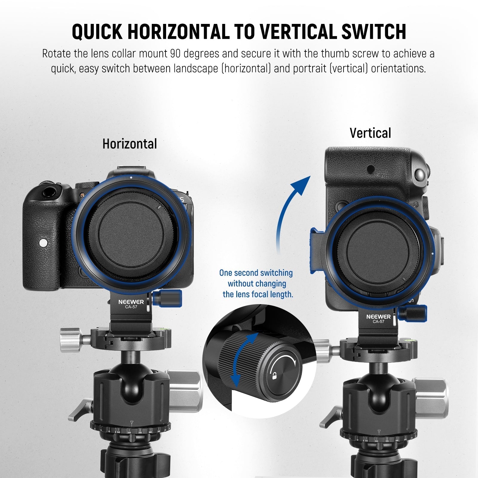 NEEWER Rotatable Camera Lens Collar for Camera