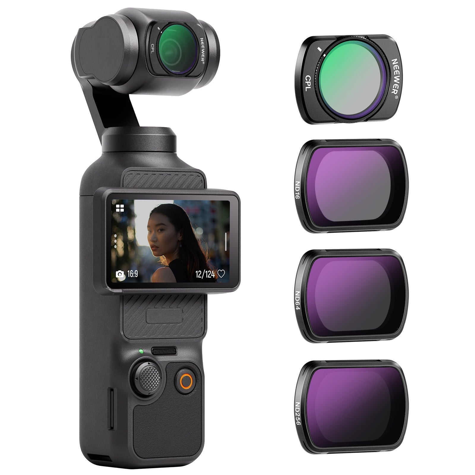 NEEWER FL-P5 4-Pack Magnetic ND Filter Set for DJI Osmo Pocket 3 / Pocket 4 & Xtra Muse