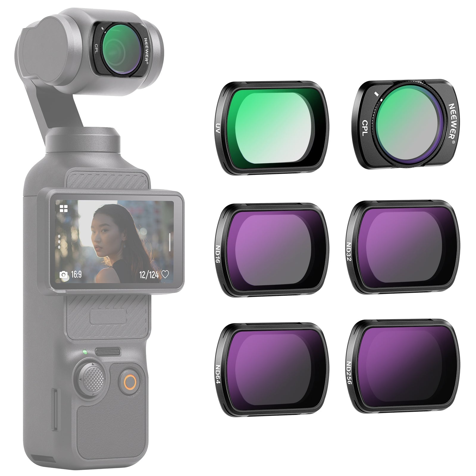 NEEWER FL-P6 Magnetic ND/CPL/UV Filter Set for Pocket 3 / Pocket 4 & Xtra Muse