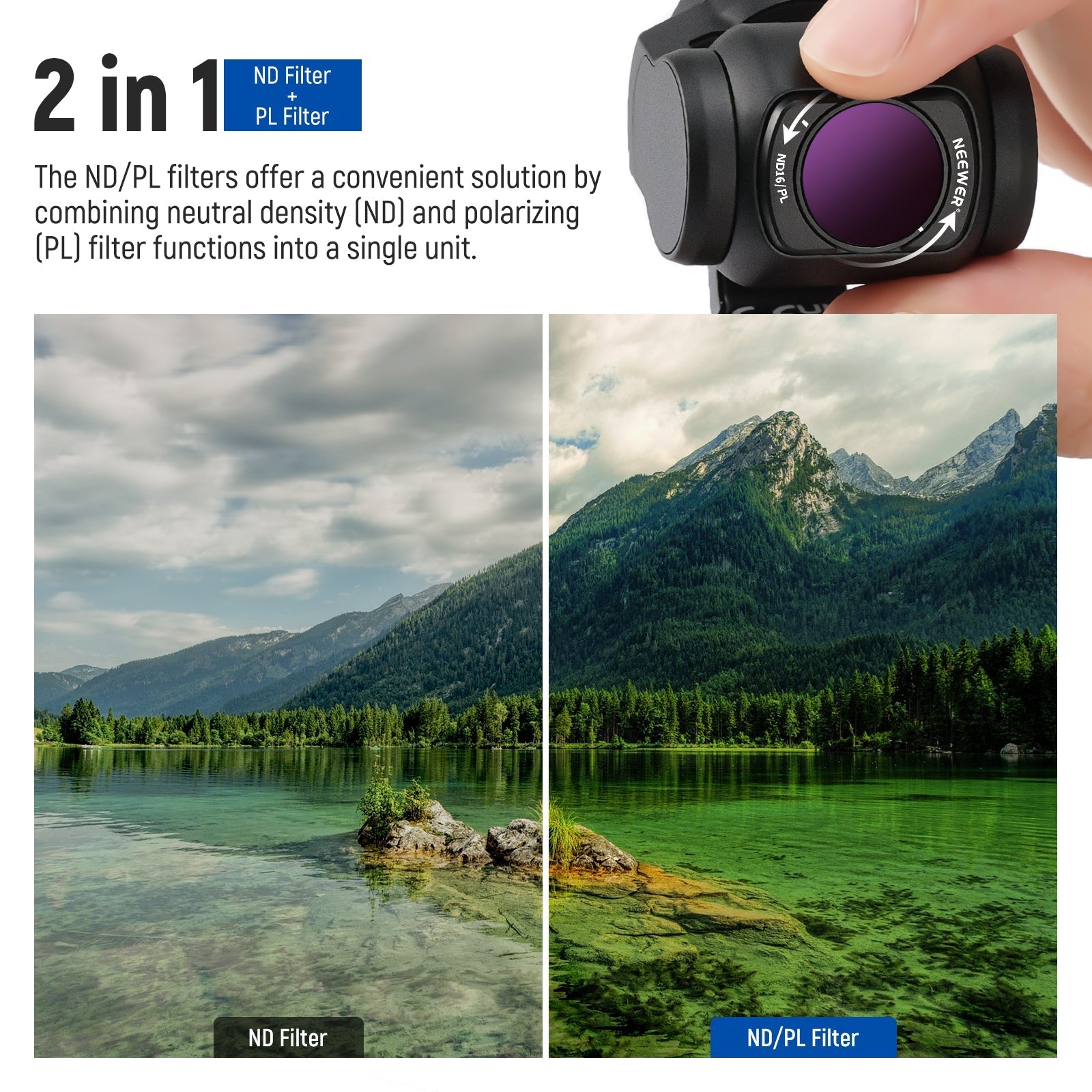 NEEWER FL-P7 Magnetic ND/PL/UV/CPL Filter Set for Pocket 3 / Pocket 4 & Xtra Muse
