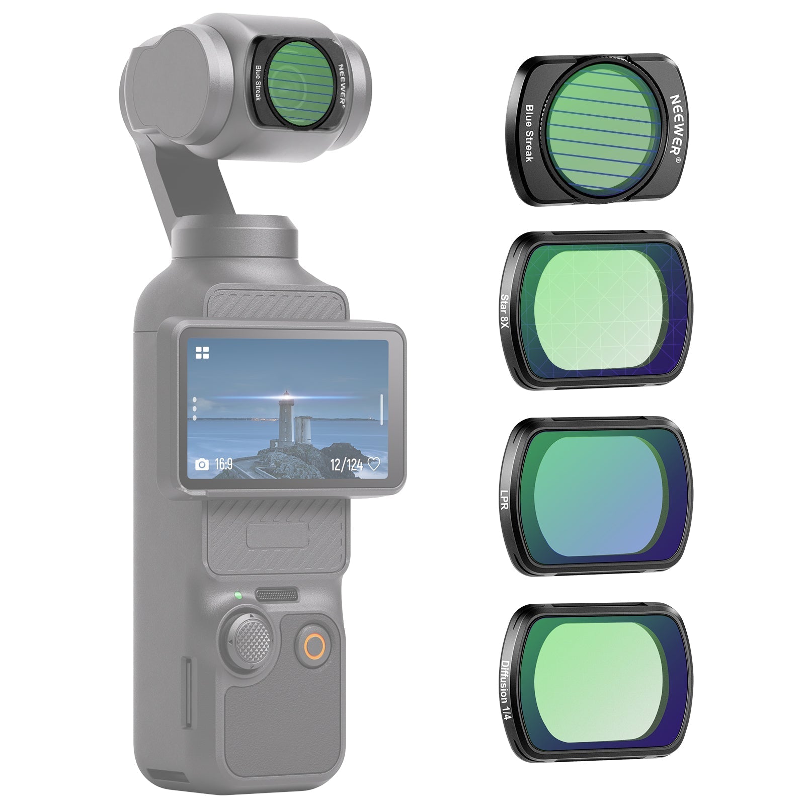 NEEWER FL-P8 4-Pack Magnetic Effect Filter Set for DJI Osmo Pocket 3 / Pocket 4 & Xtra Muse