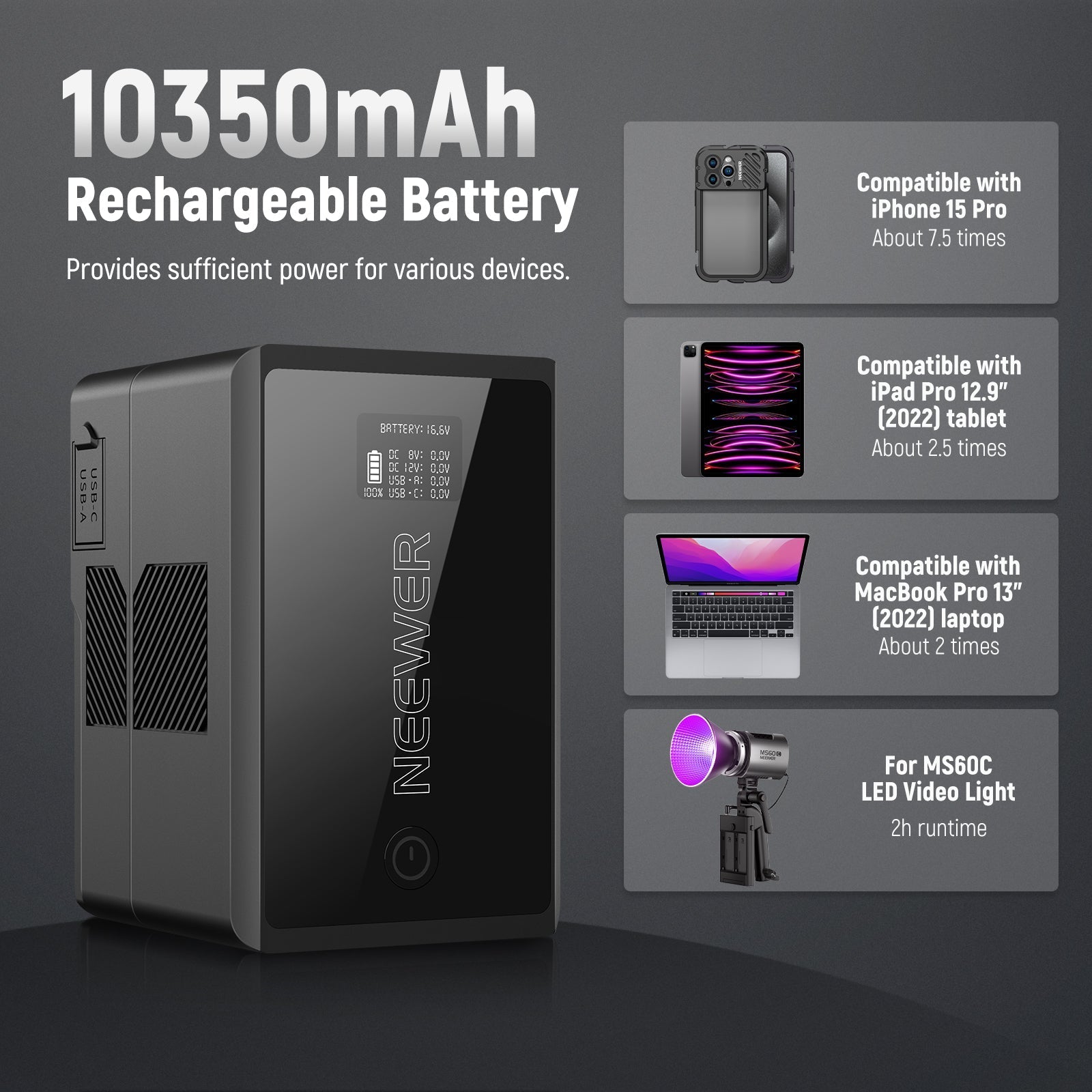 NEEWER V Mount Battery PS150E 10350mAh 150Wh