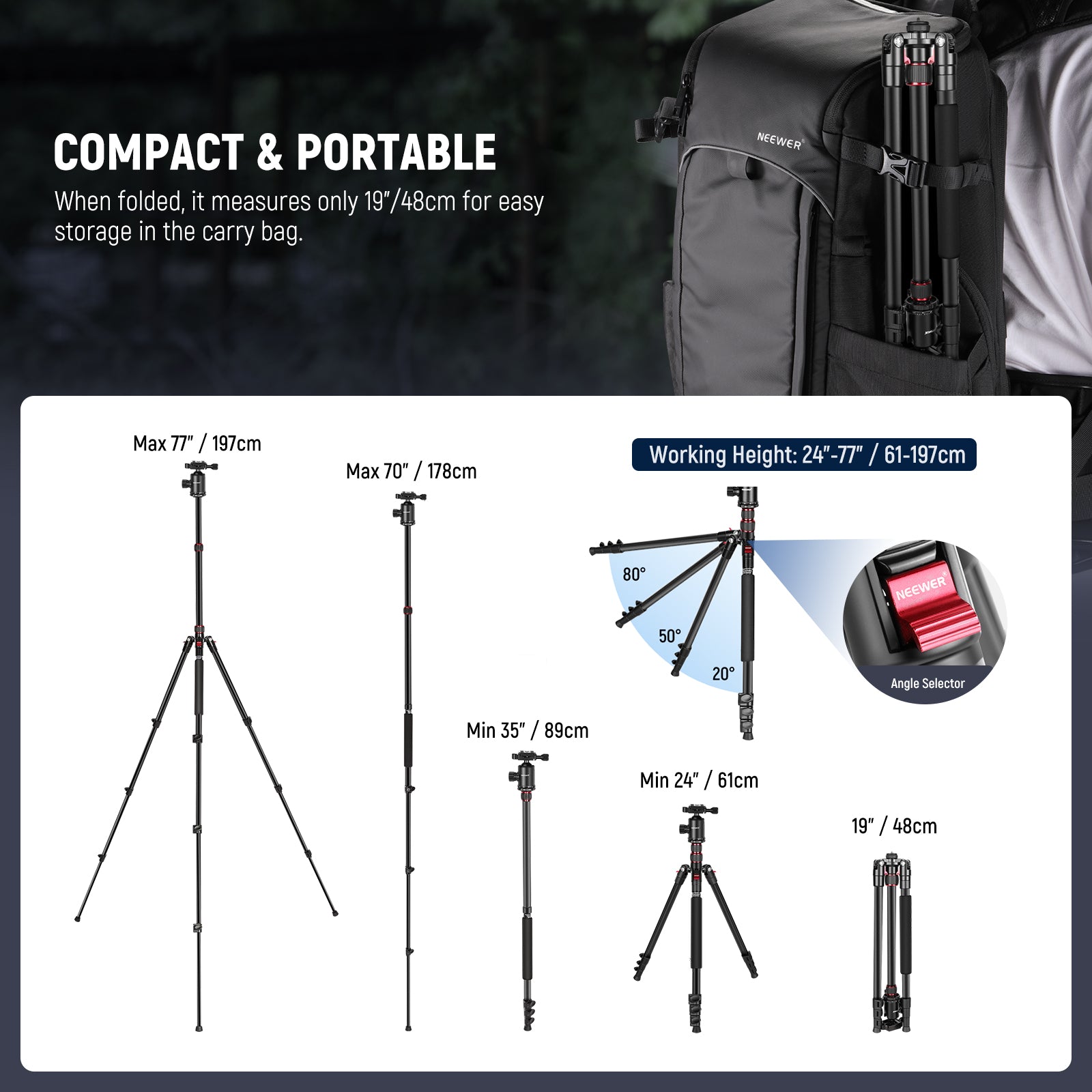 NEEWER TP77 77" 2 In 1 Camera Tripod Monopod