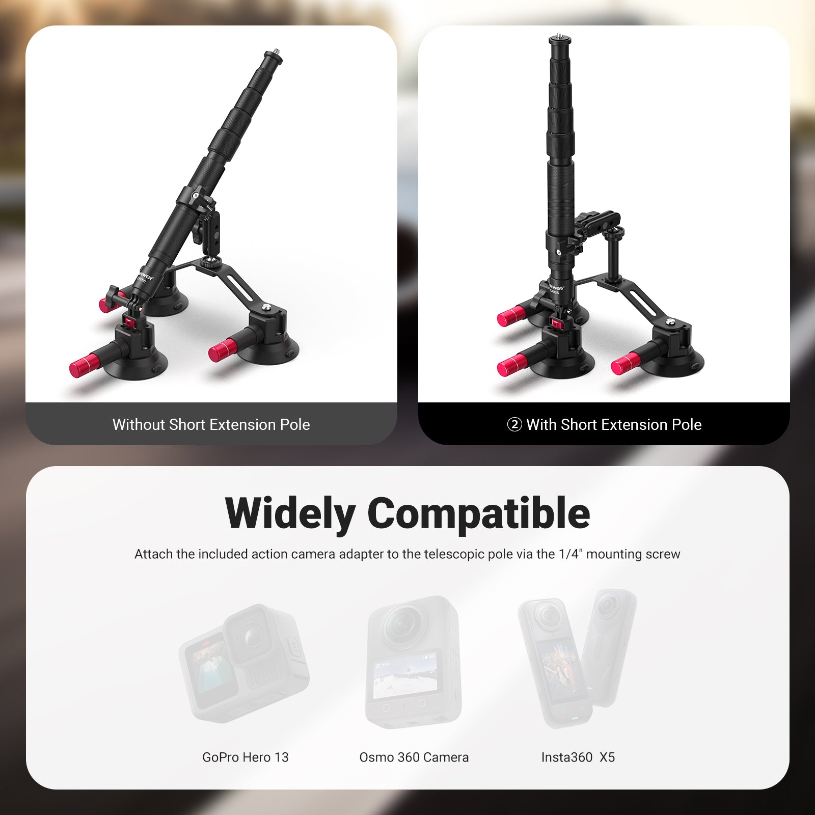 NEEWER CA065 Triple Suction Cup Car Mount