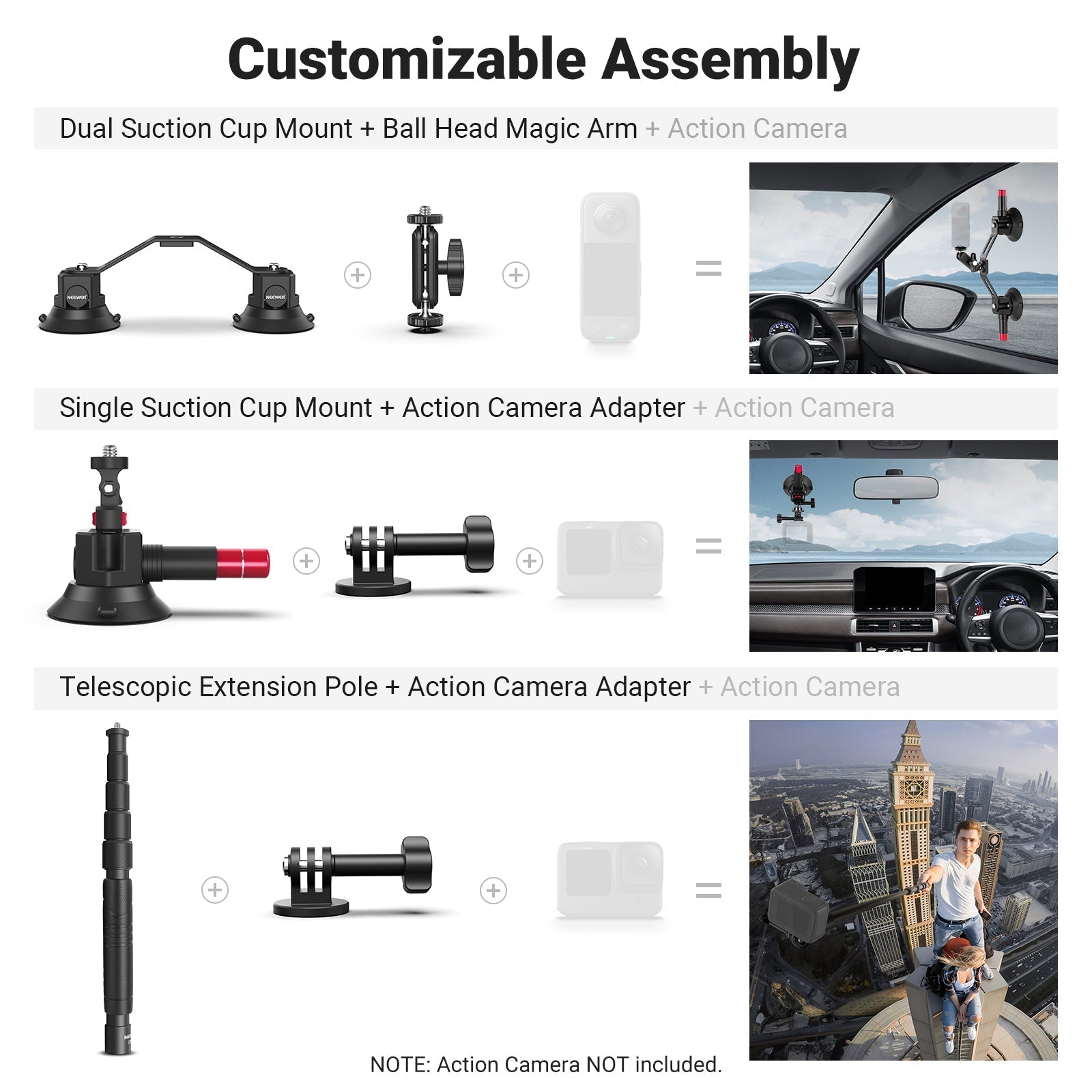 NEEWER CA065 Triple Suction Cup Car Mount