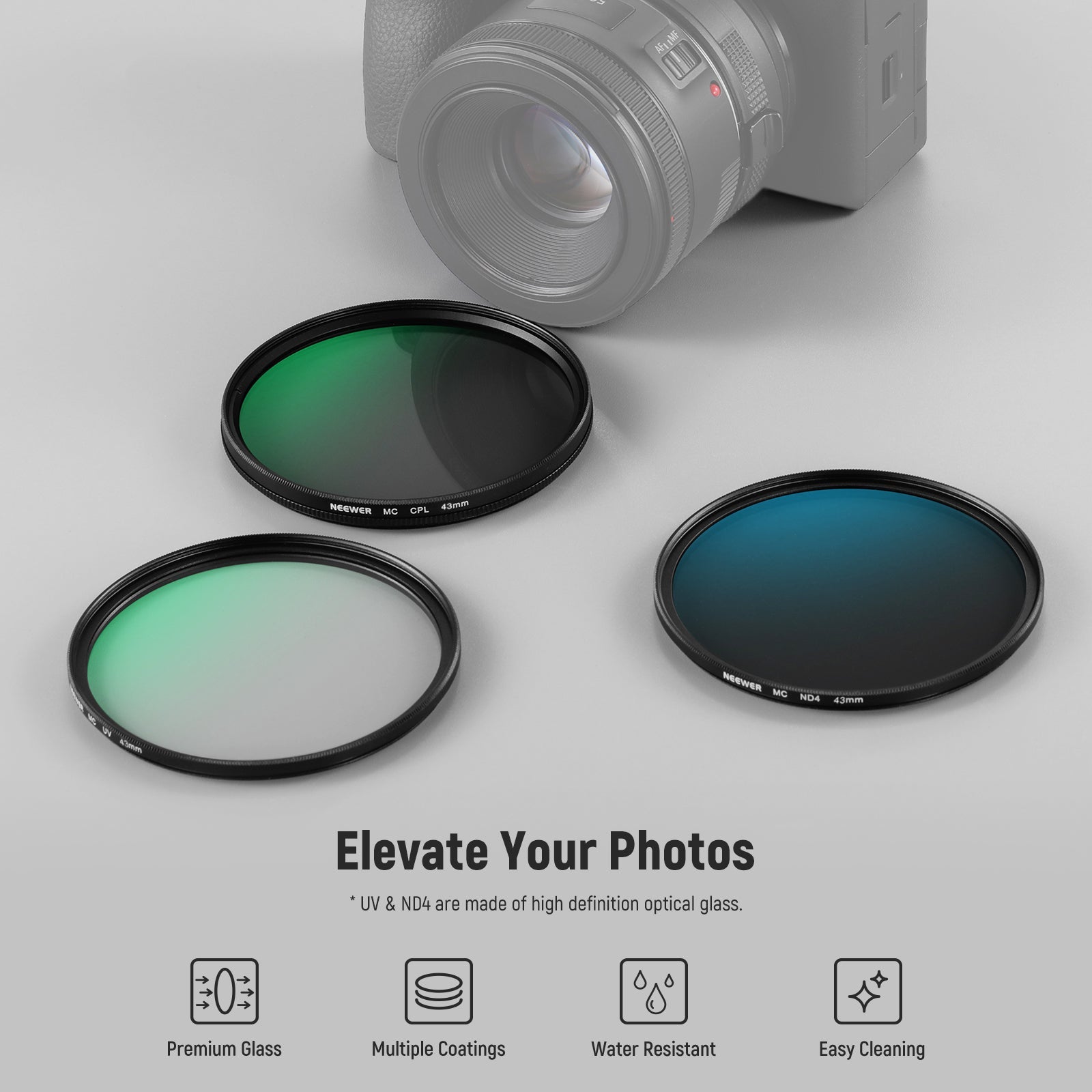 NEEWER NW SERIES A UV&CPL&ND4 Lens Filter Kit