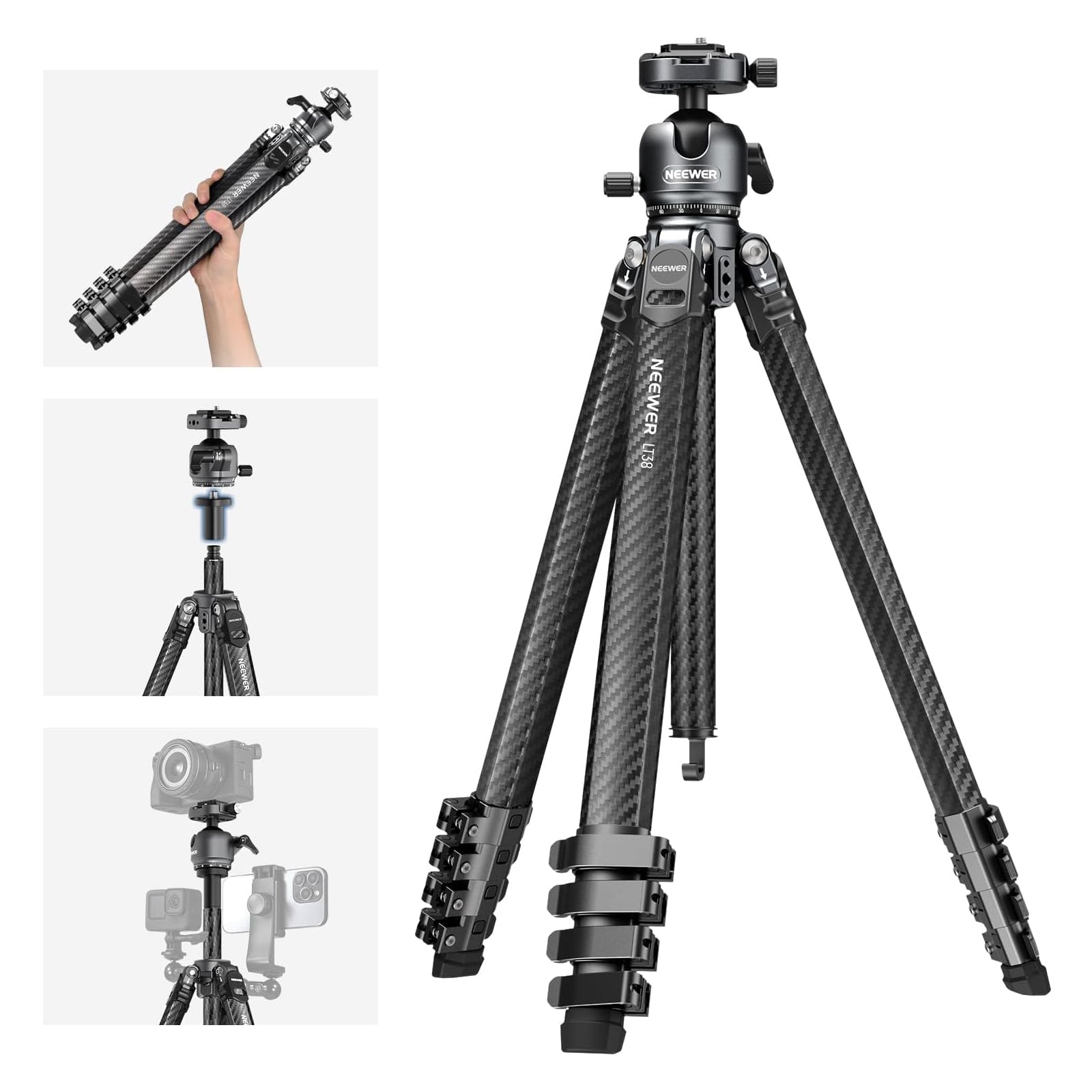 NEEWER LT38 61" Carbon Fiber Travel Tripod