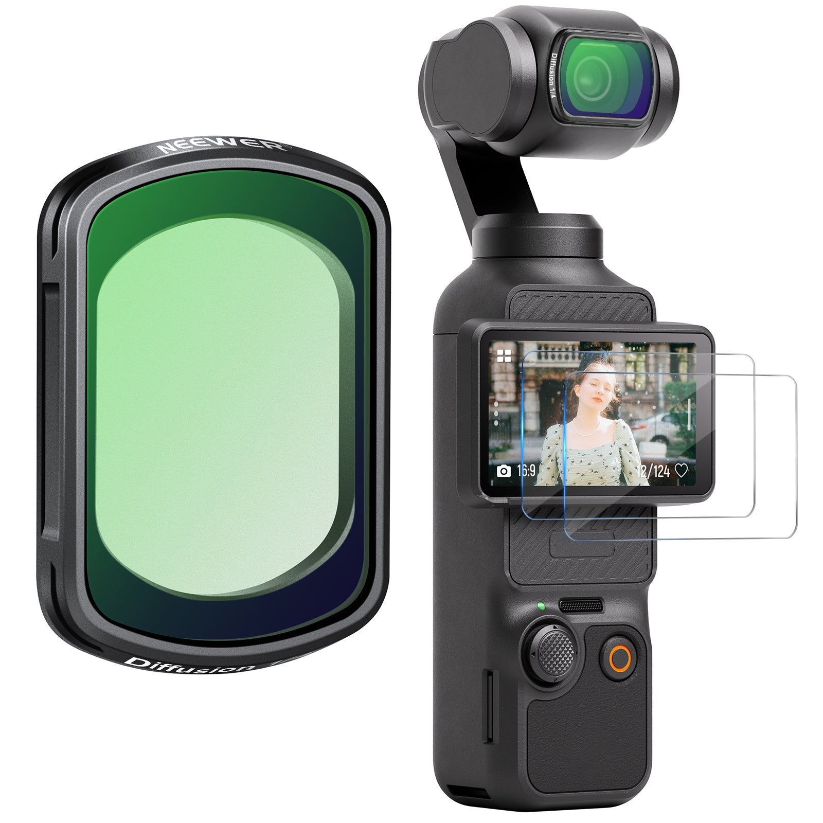 NEEWER FL-80 Magnetic Black Diffusion Filter for DJI Osmo Pocket 3 / Pocket 4 & Xtra Muse