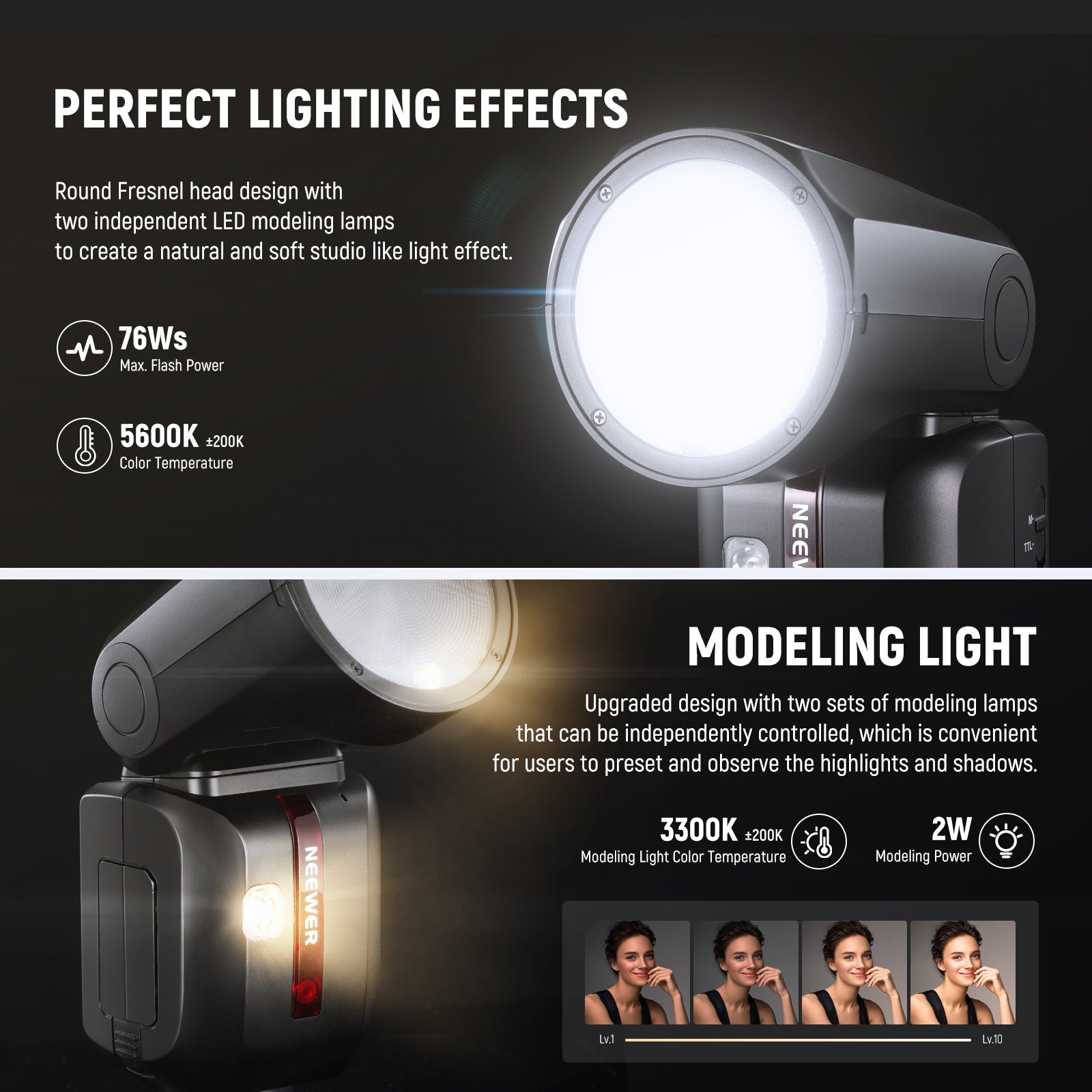 NEEWER Z2 3000mAh Battery TTL Round Head Flash Speedlite