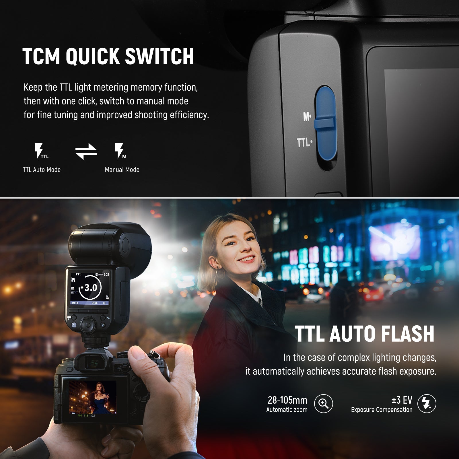 NEEWER Z2 3000mAh Battery TTL Round Head Flash Speedlite