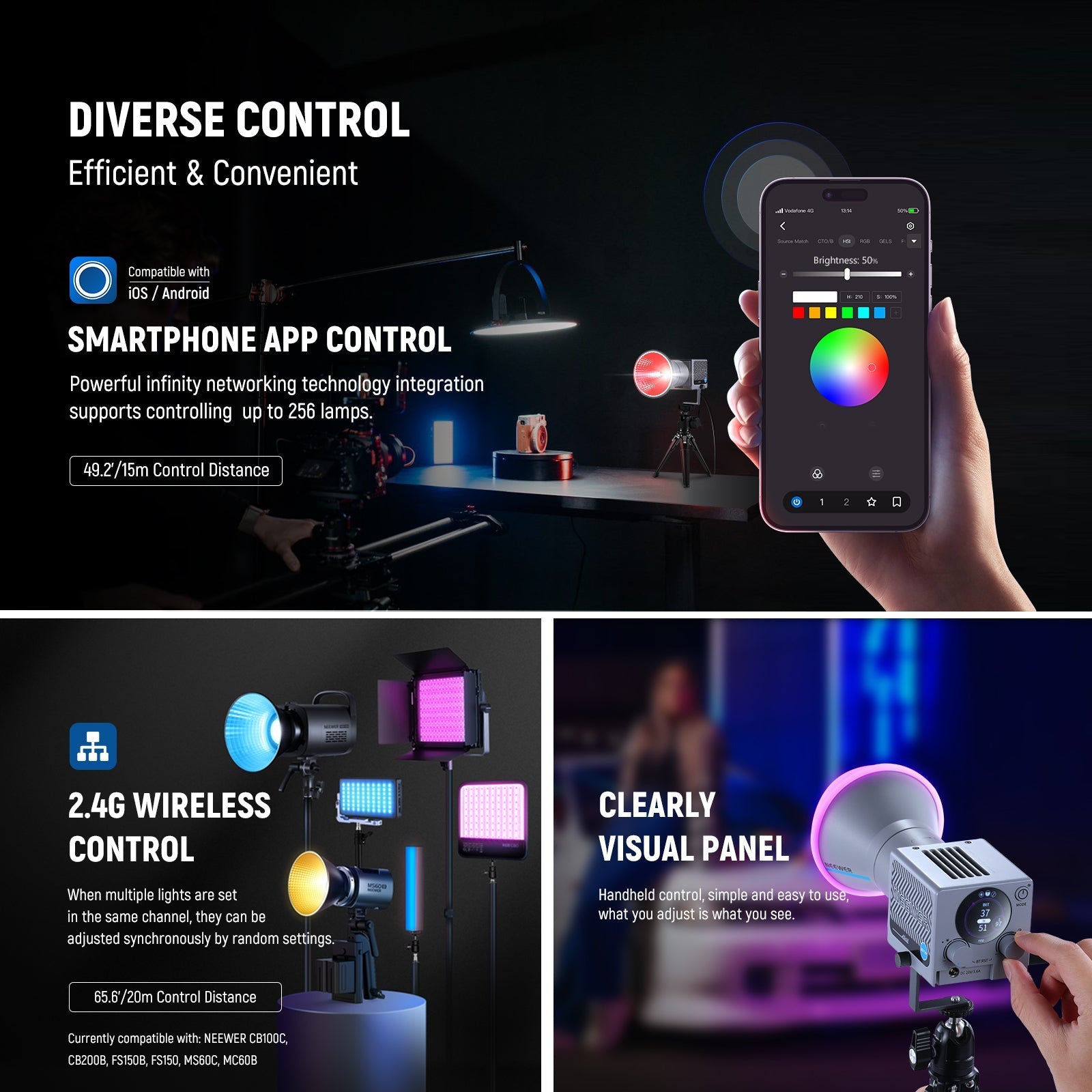 NEEWER HS60C 60W Portable RGB LED Video Light