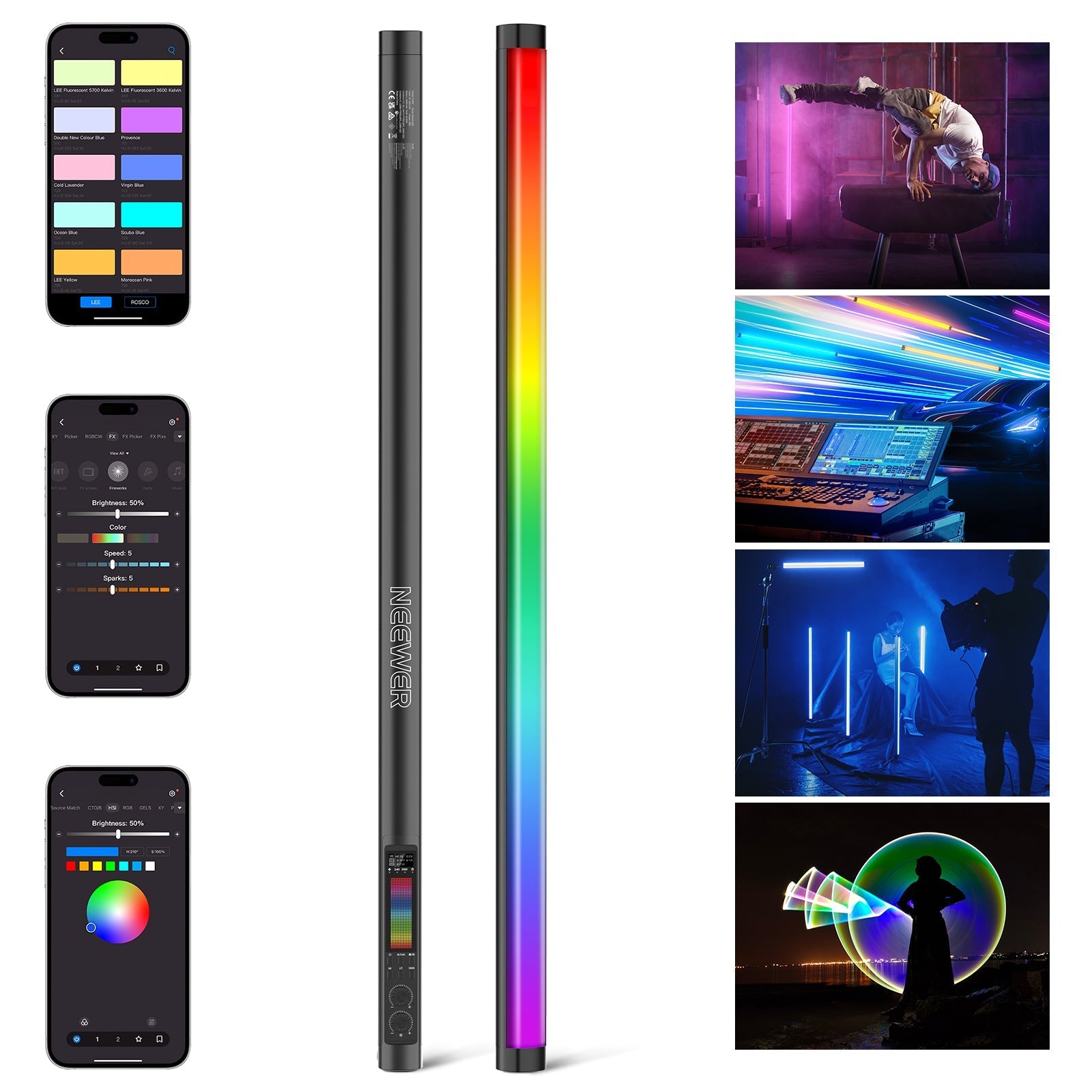 NEEWER TL90C 30W RGB Tube Light with APP/2.4G/DMX Control