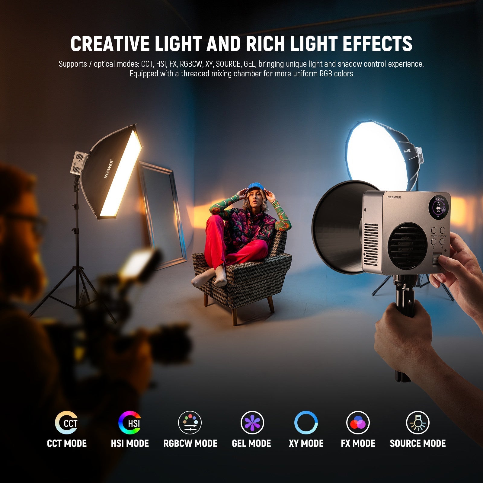 NEEWER HB80C 80W RGBWW Mini COB LED Video Light