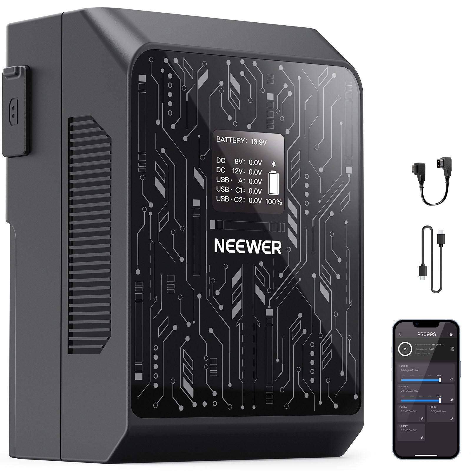 NEEWER V Mount Battery PS099S 6800mAh 99Wh APP Control